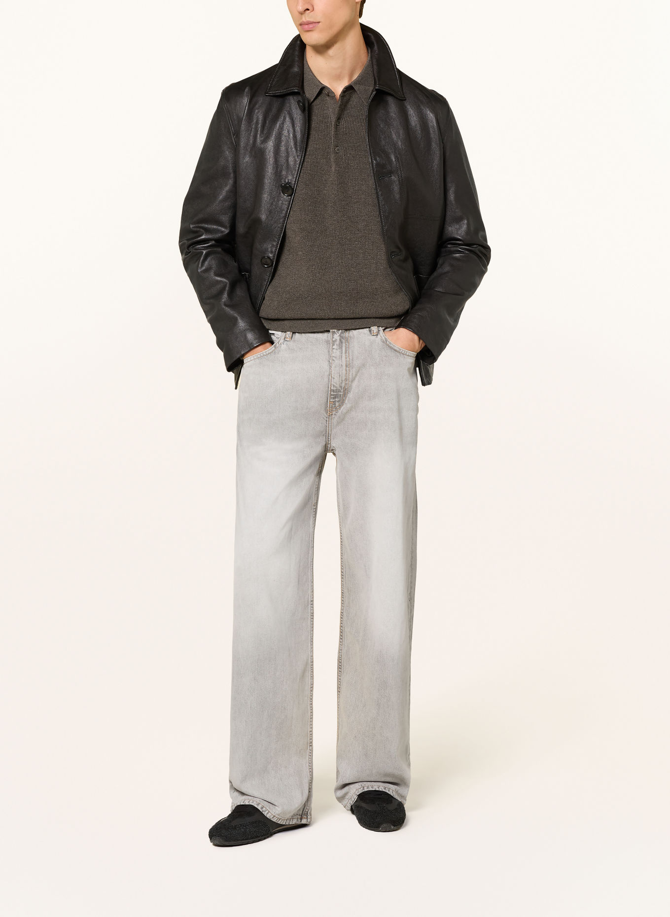 ALLSAINTS Gebreid poloshirt ASPEN: DONKERGROEN