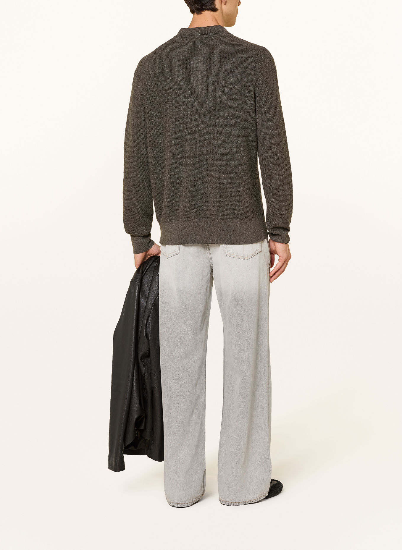 ALLSAINTS Gebreid poloshirt ASPEN: DONKERGROEN