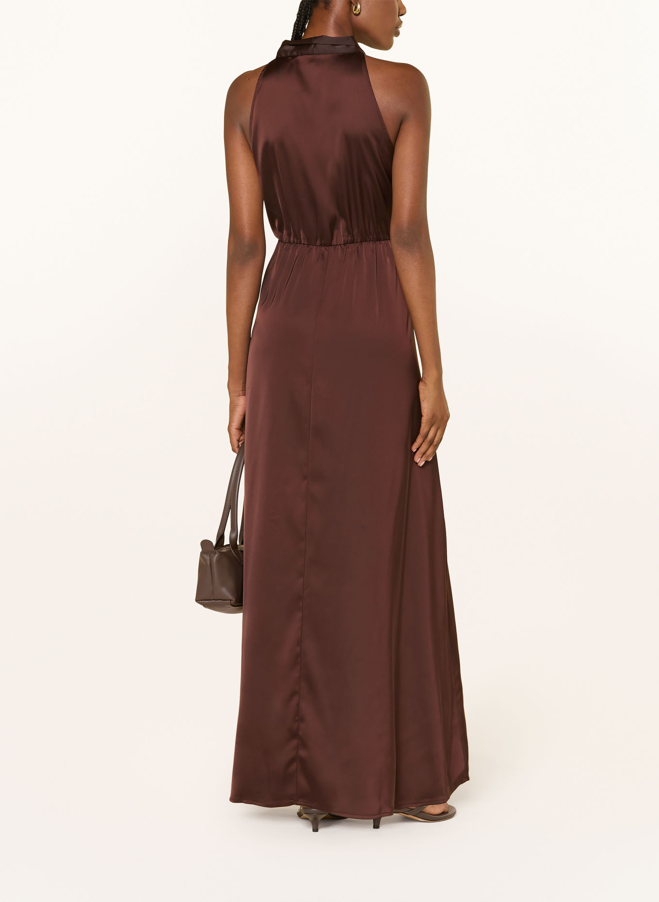 Y.A.S. Robe en satin avec nœud: MARRON FONCÉ