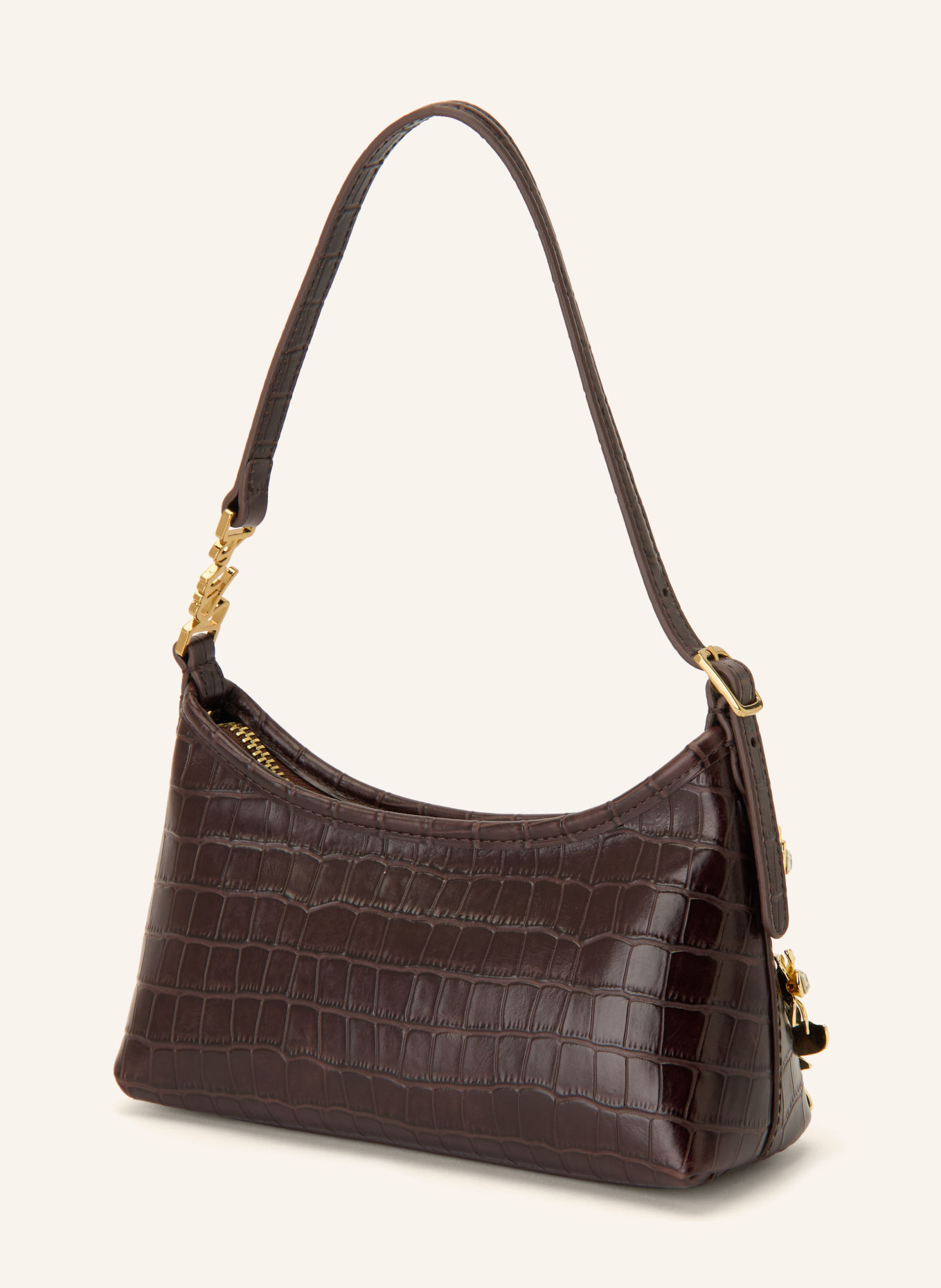 KURT GEIGER Schultertasche: DUNKELBRAUN / GOLD