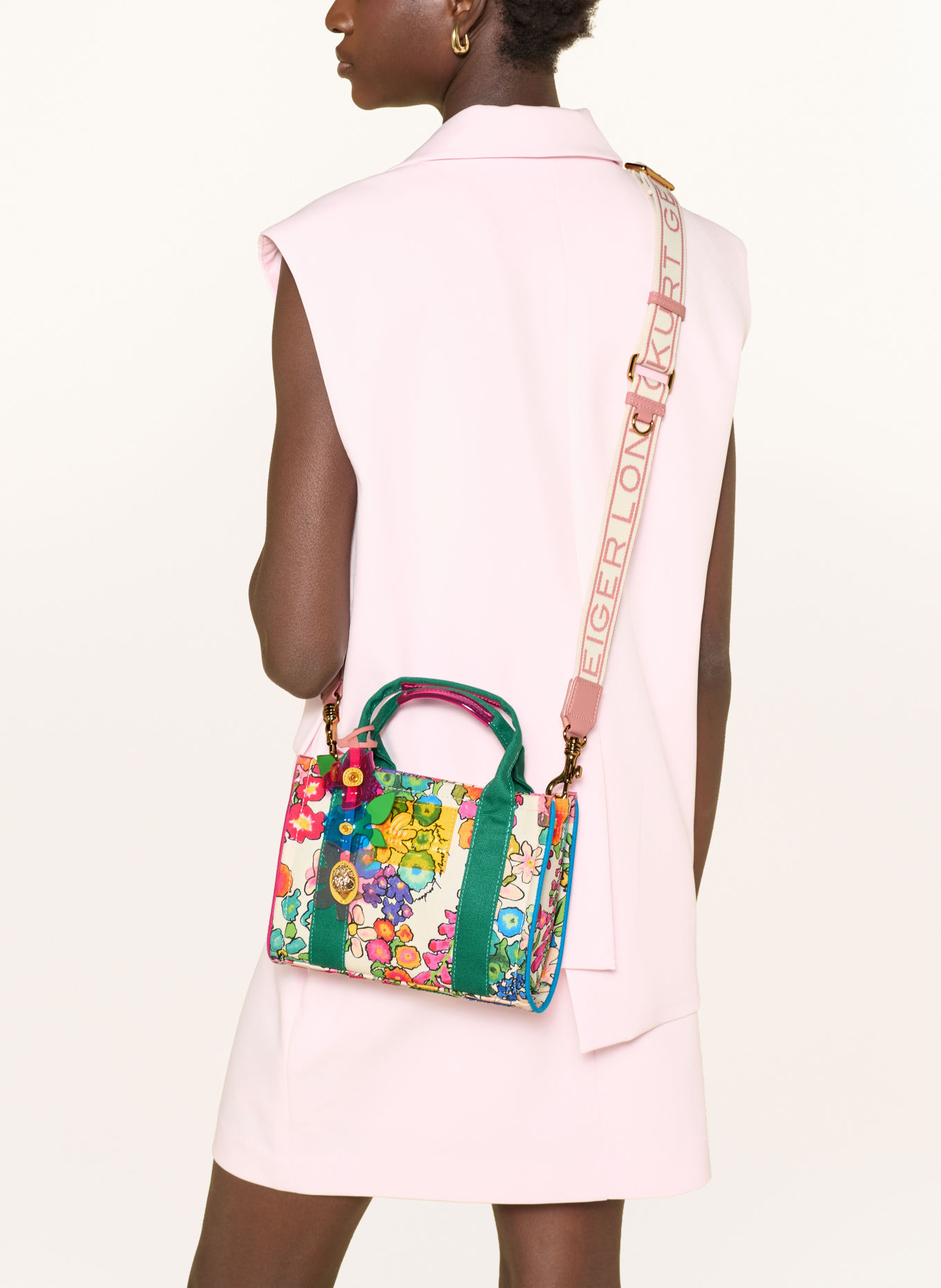 KURT GEIGER Sac à main SOUTHBANK XS: BLANC / ROSÉ / BLEU PÉTROLE
