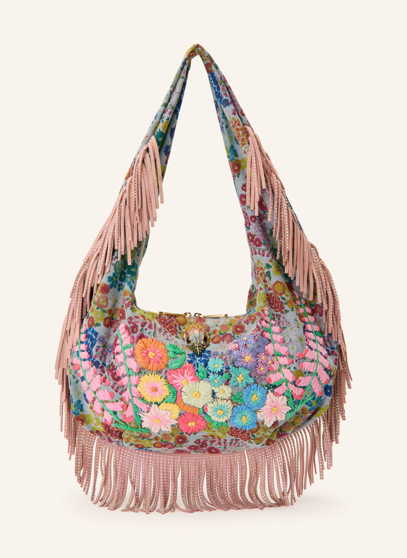 KURT GEIGER Sac seau SHOREDITCH LARGE: BLEU CLAIR / ROSÉ / ROUGE