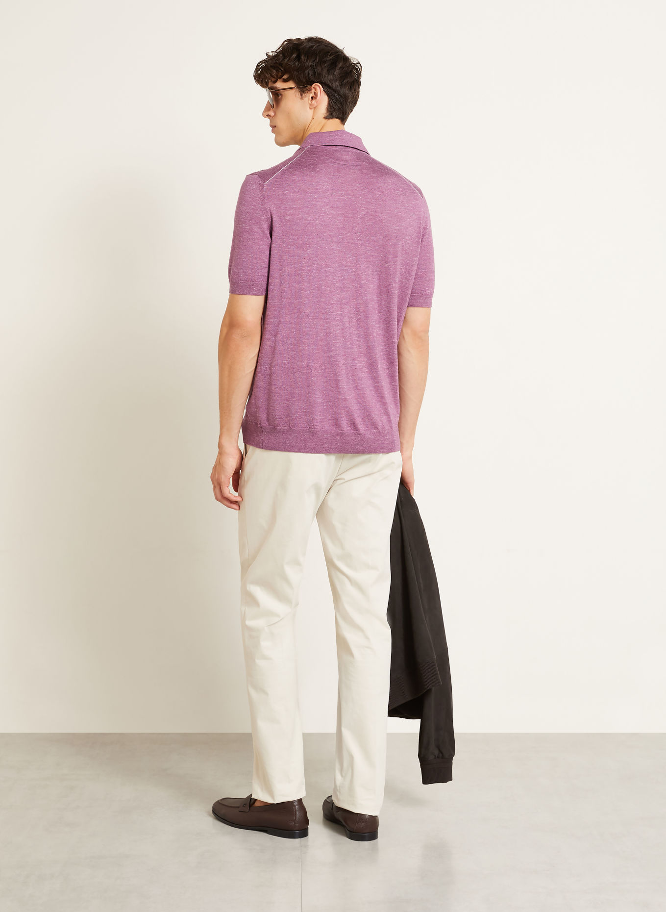 ZEGNA Gebreid poloshirt met zijde en kasjmier: ROSÉ