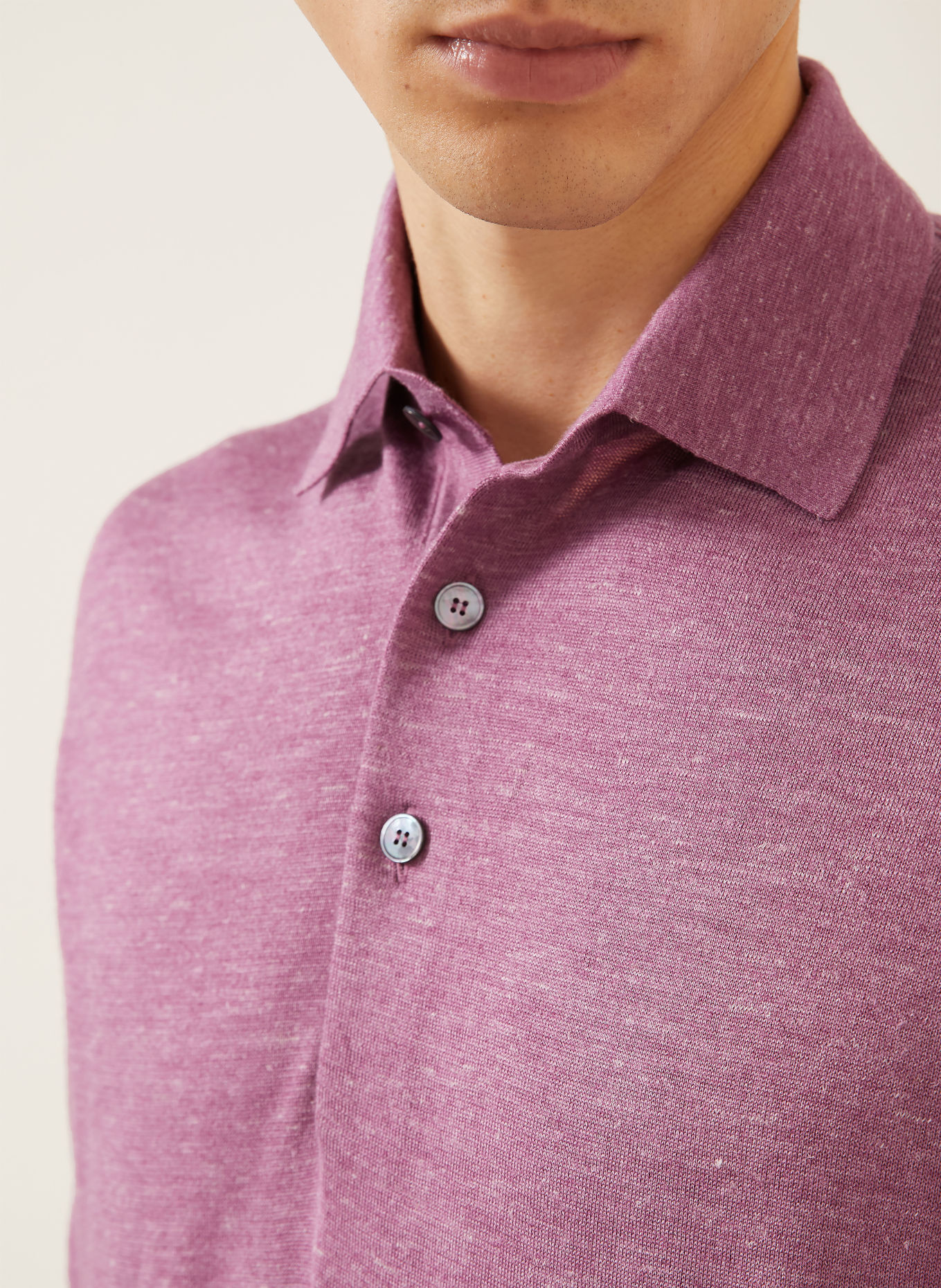 ZEGNA Gebreid poloshirt met zijde en kasjmier: ROSÉ