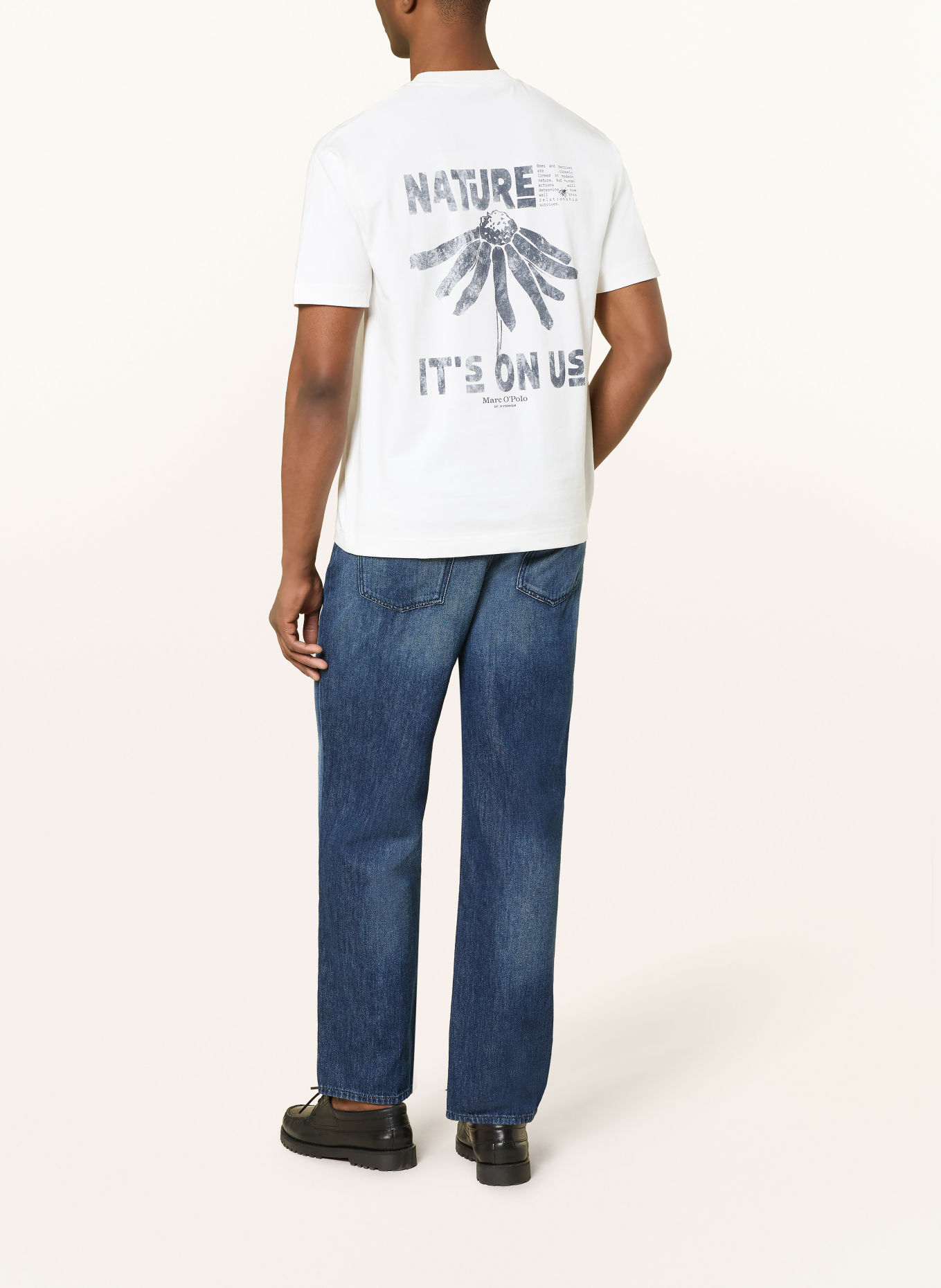 Marc O'Polo T-Shirt: CREME / DUNKELBLAU