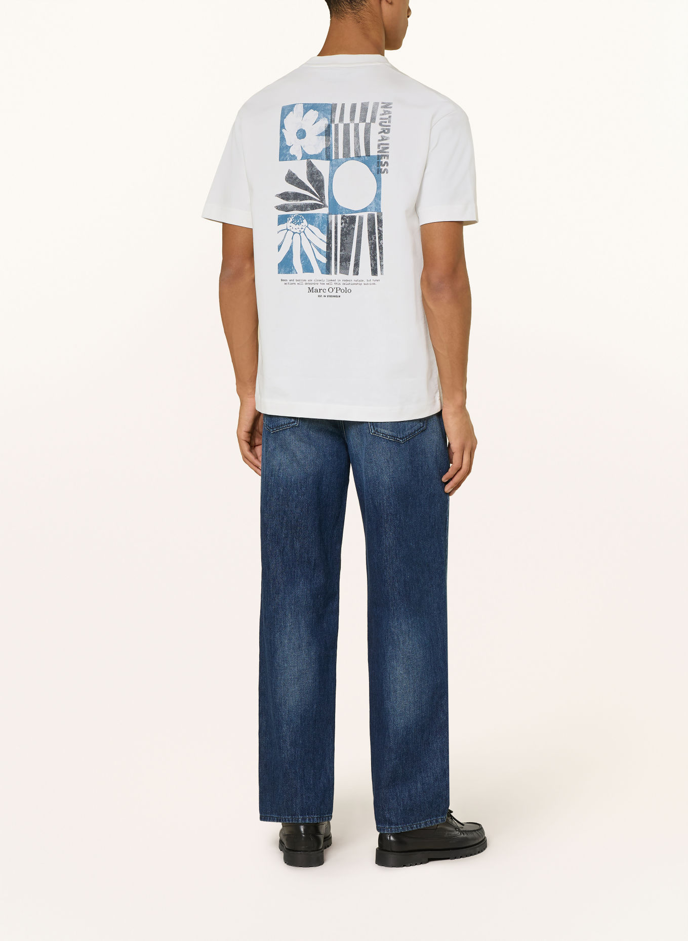 Marc O'Polo T-Shirt: WEISS / DUNKELGRAU / BLAU