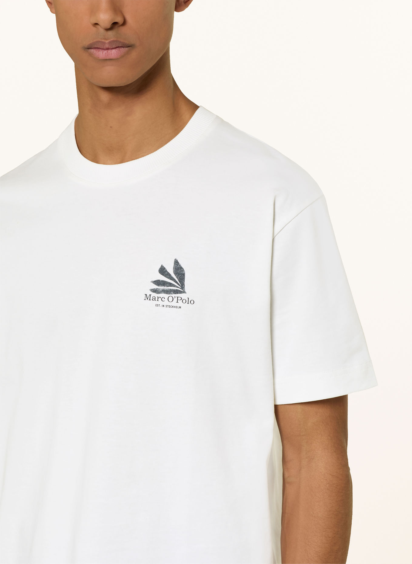 Marc O'Polo T-Shirt: WEISS / DUNKELGRAU / BLAU