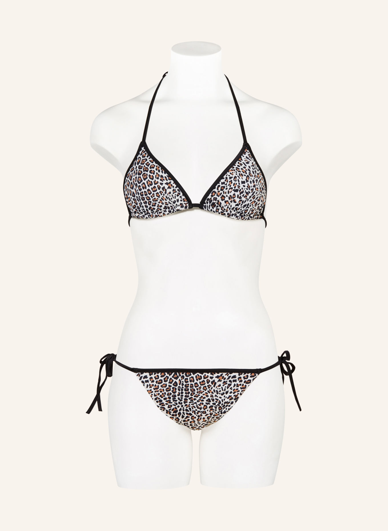 HUGO Triangel-bikinibroekje MONOGRAM: ECRU / BRUIN / ZWART