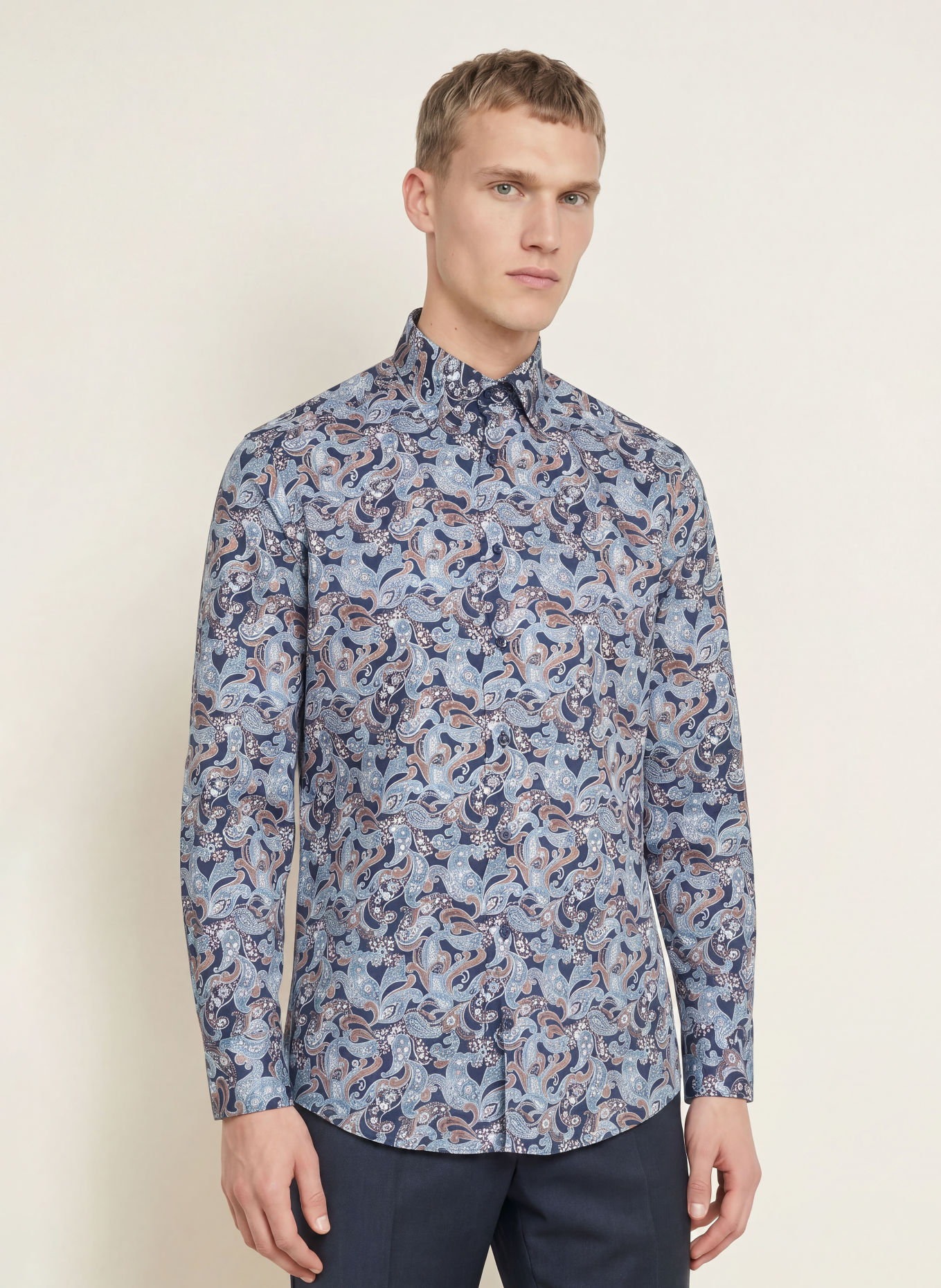OLYMP Hemd Luxor modern fit: BLAUGRAU / BRAUN / DUNKELBLAU
