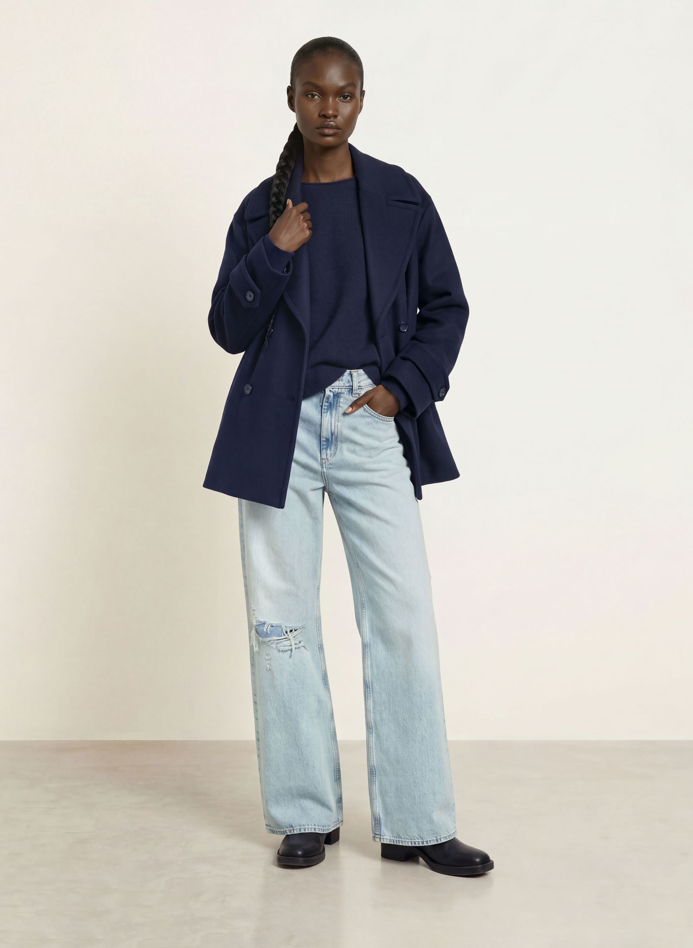 BOSS EMMA-jeans med brede ben: 450 LIGHT/PASTEL BLUE