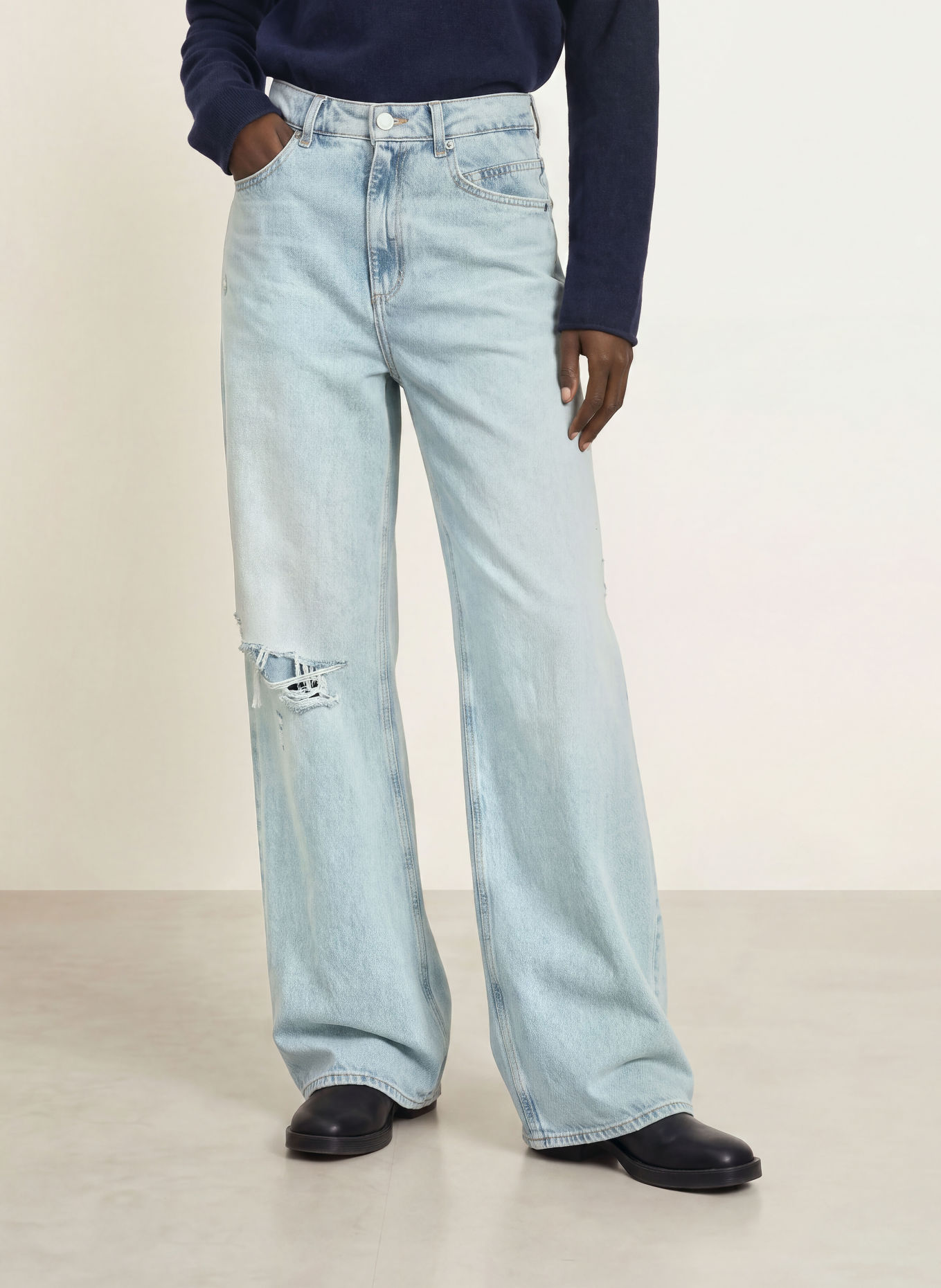 BOSS EMMA-jeans med brede ben: 450 LIGHT/PASTEL BLUE