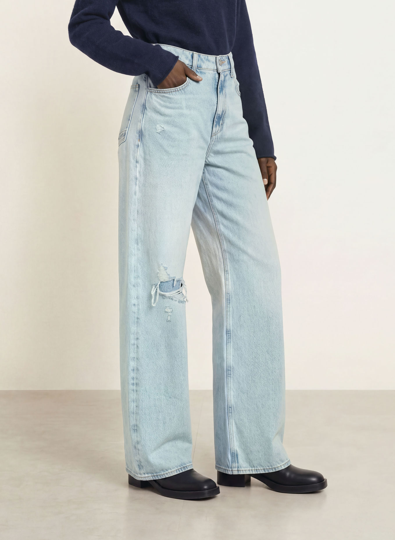 BOSS EMMA-jeans med brede ben: 450 LIGHT/PASTEL BLUE