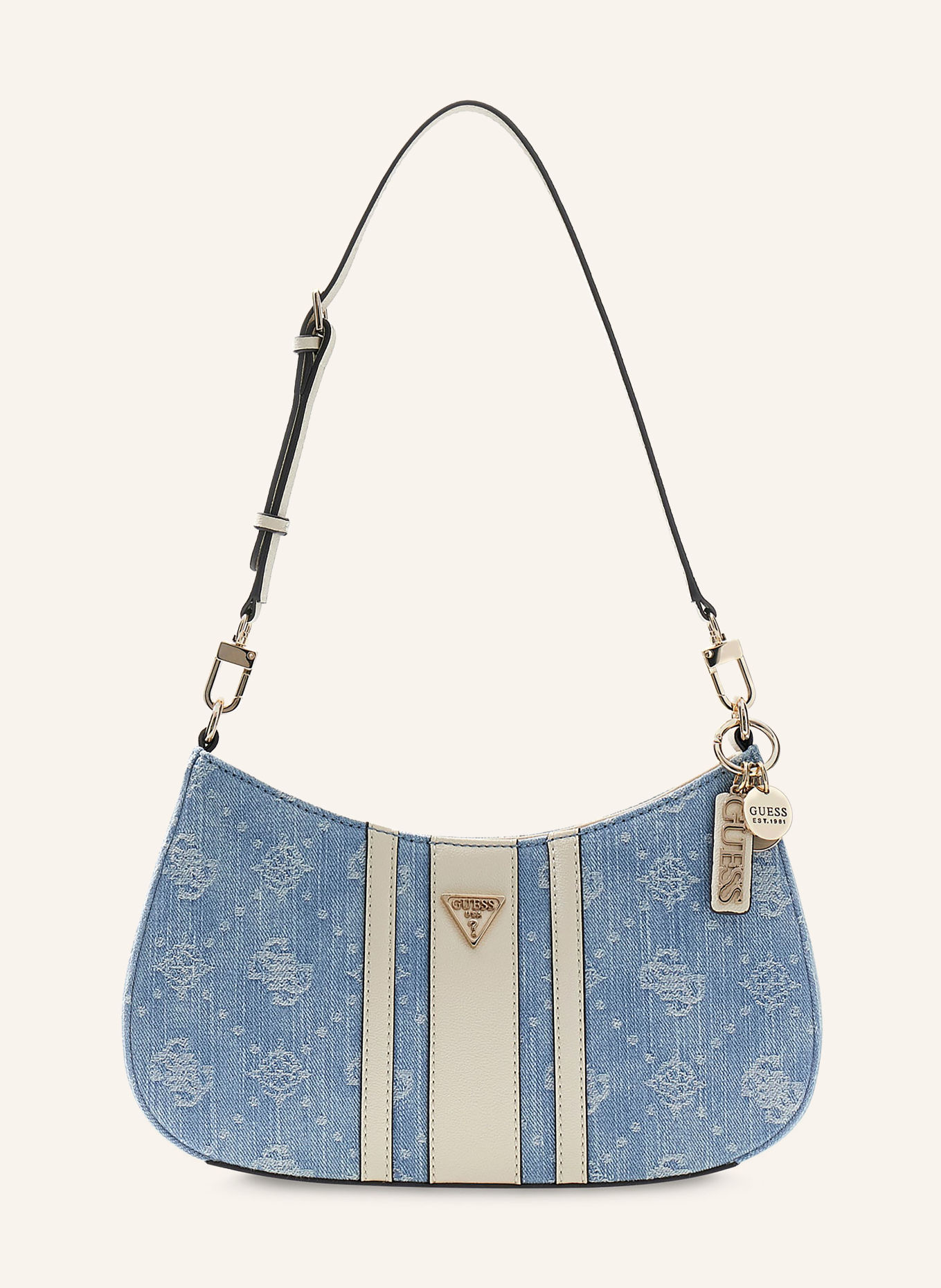 GUESS NOELLE Shoulder Bag: LIGHT BLUE / GOLD / WHITE