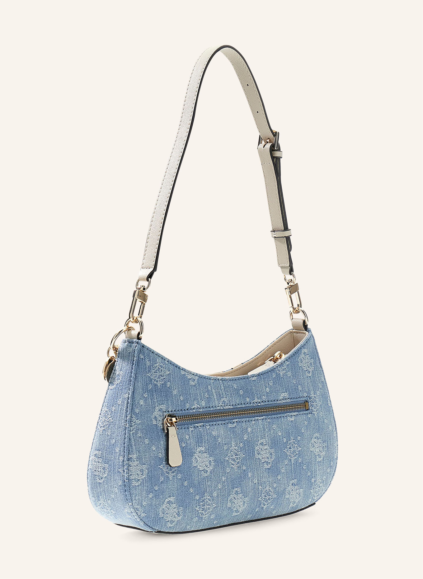 GUESS NOELLE Shoulder Bag: LIGHT BLUE / GOLD / WHITE