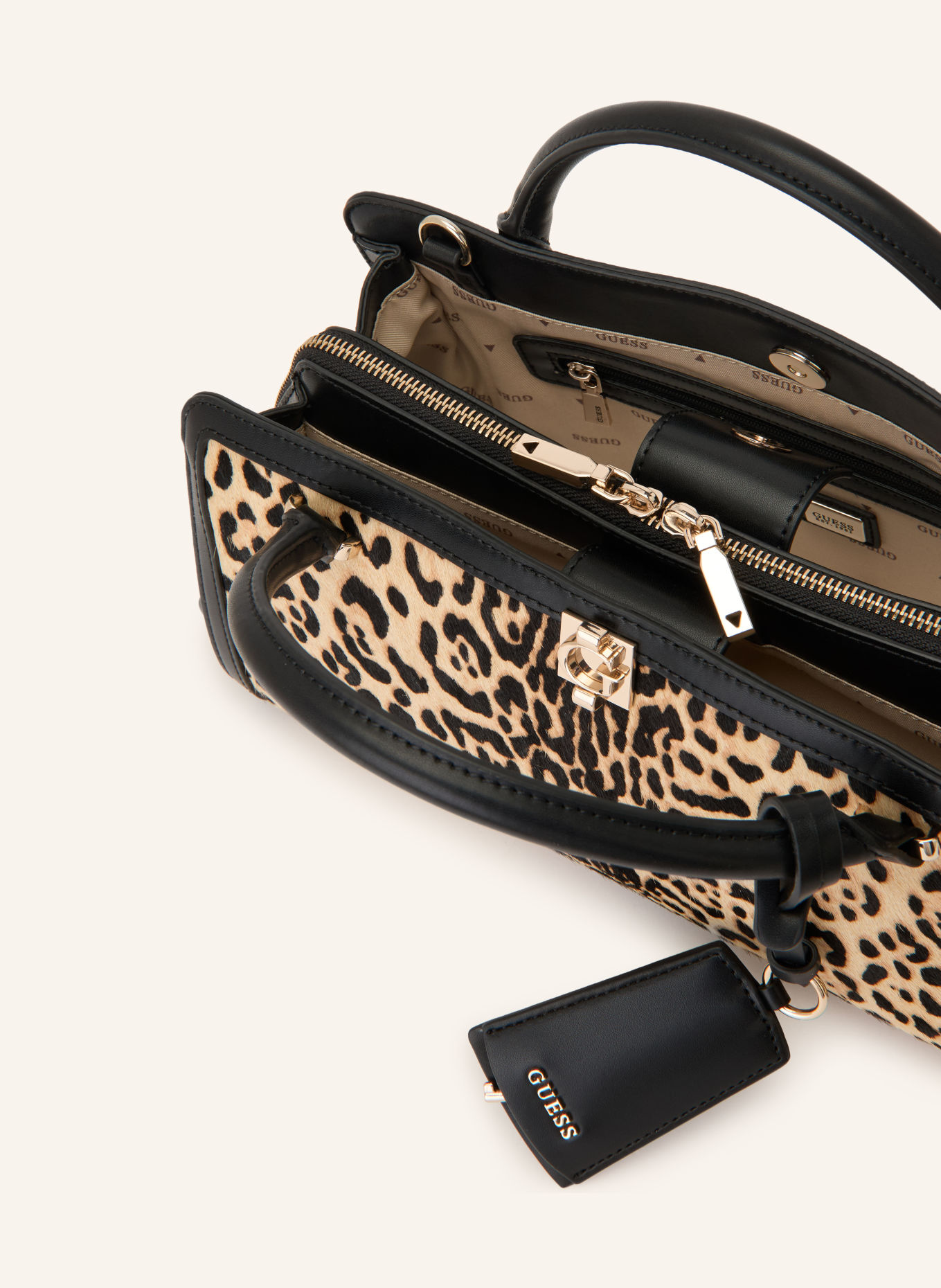 GUESS AUDREY Handbag: BEIGE / BLACK