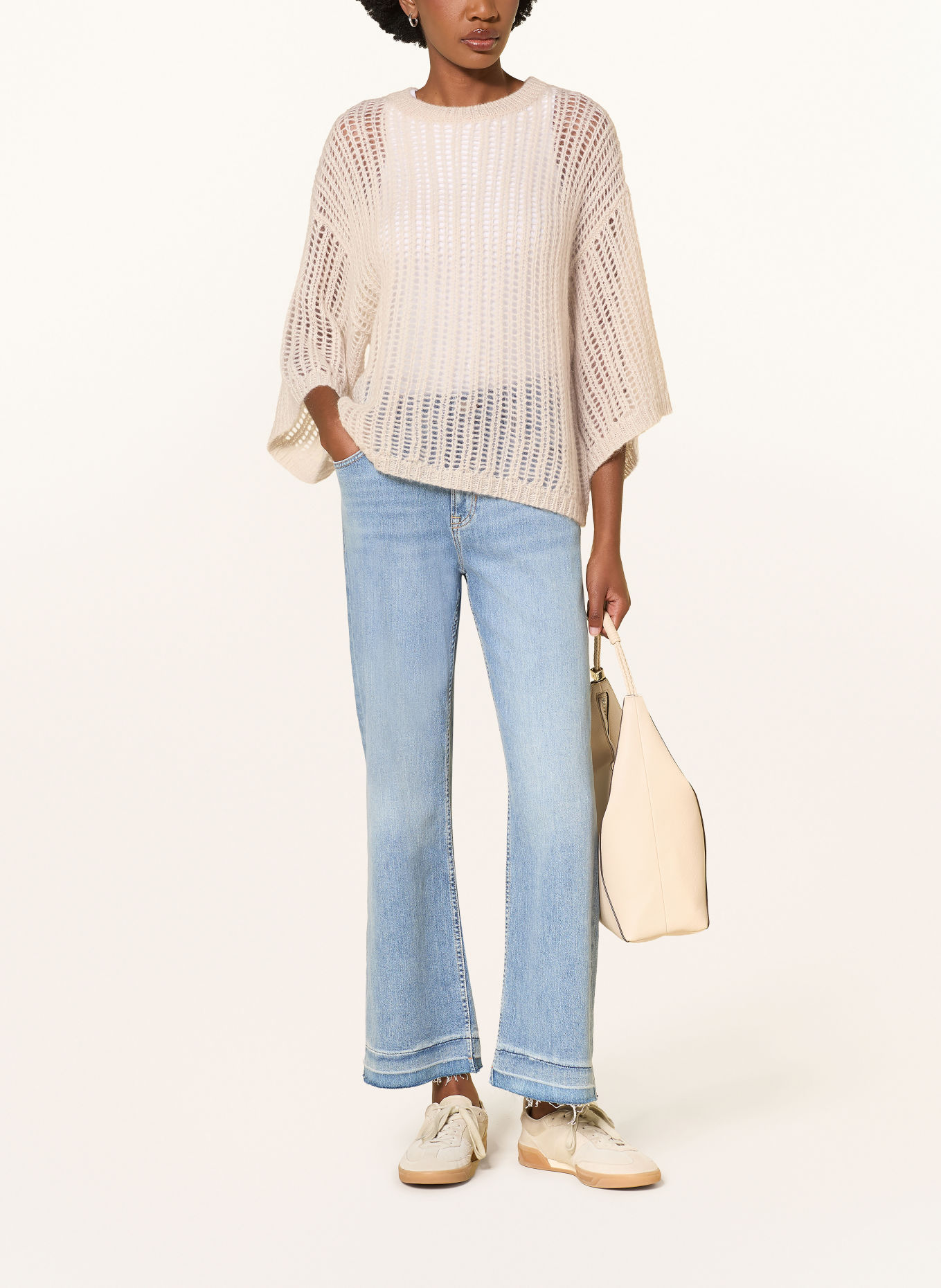 BOSS Pullover FRUG mit 3/4-Arm und Mohair: ECRU