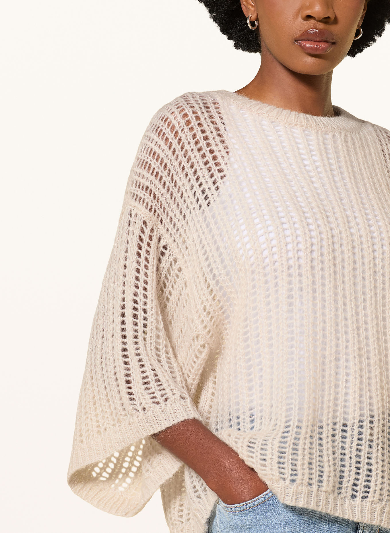 BOSS Pullover FRUG mit 3/4-Arm und Mohair: ECRU