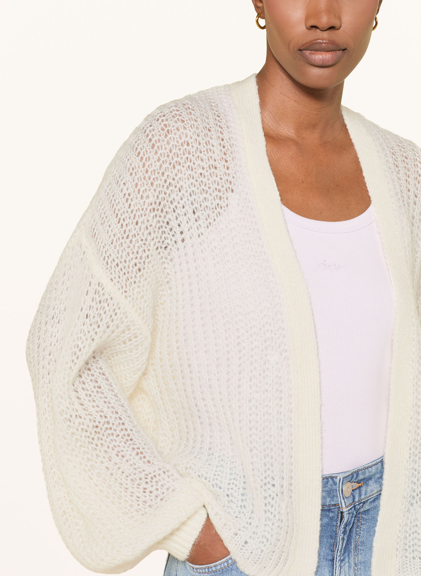 BOSS Strickjacke FURGOVIA mit Mohair: WEISS