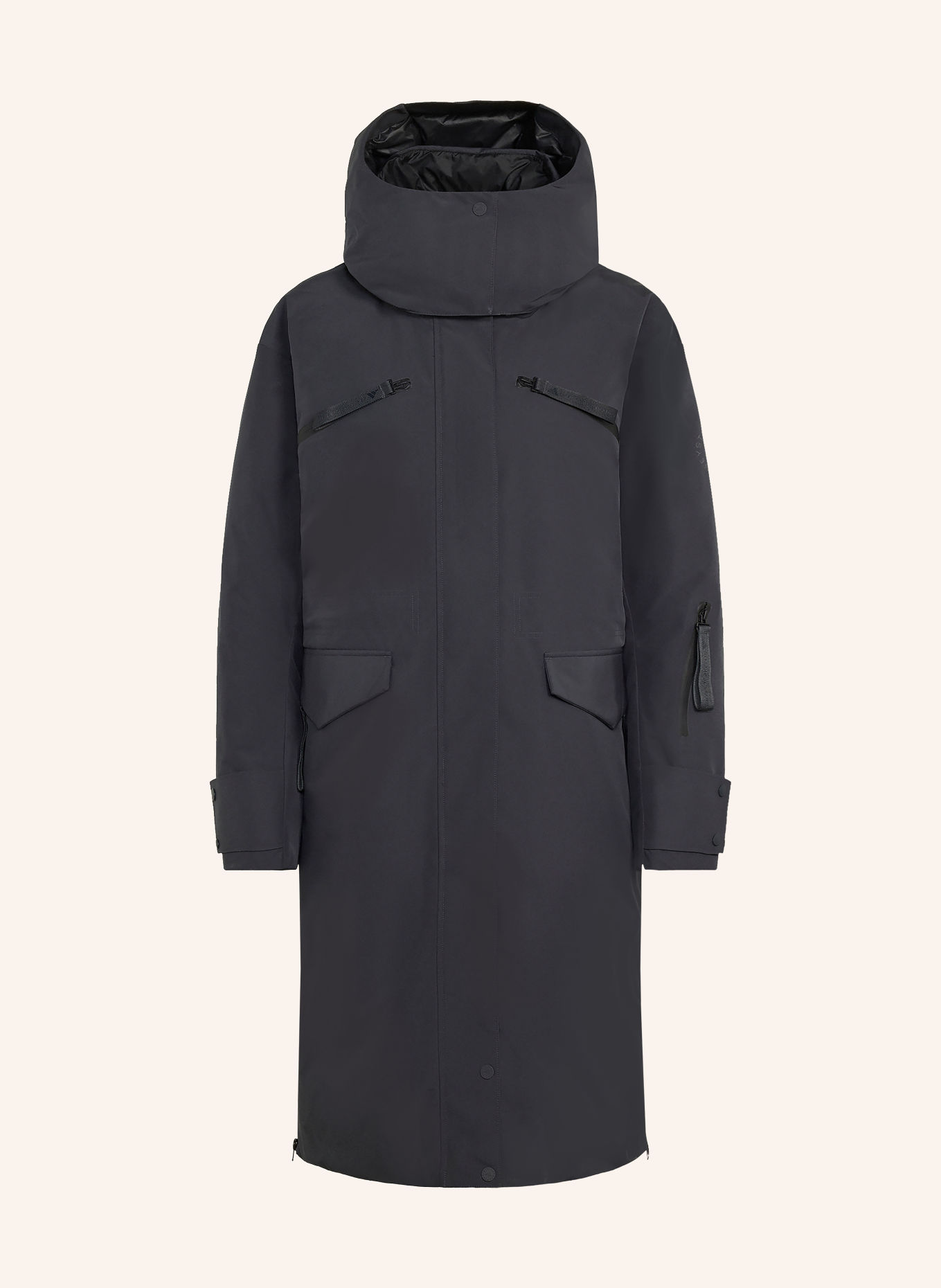 adidas by Stella McCartney ADIDAS BY STELLA MCCARTNEY LONG PADDED Mantel met afneembare capuchon: DONKERGRIJS