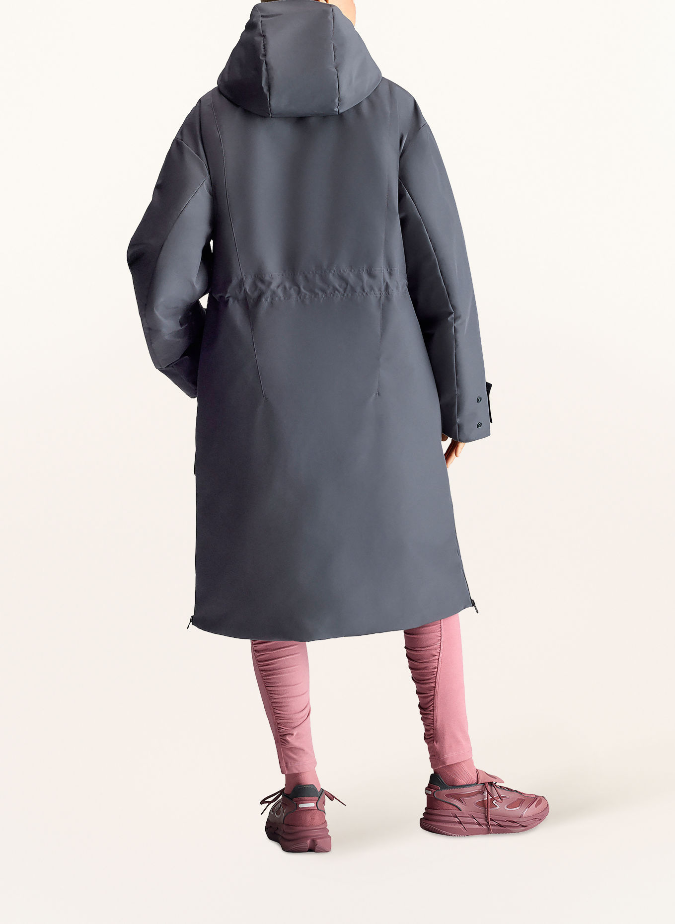 adidas by Stella McCartney ADIDAS BY STELLA MCCARTNEY LONG PADDED Mantel met afneembare capuchon: DONKERGRIJS