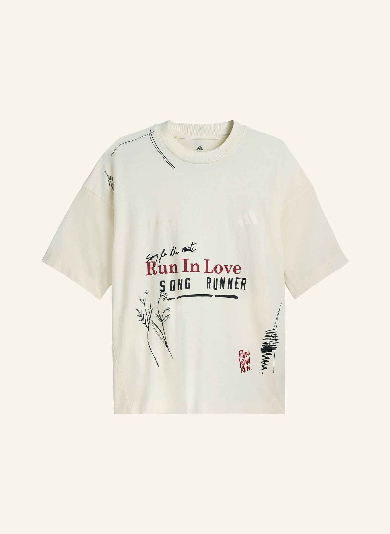 adidas T-shirt SONG FOR THE MUTE: ECRU / DARK RED / BLACK