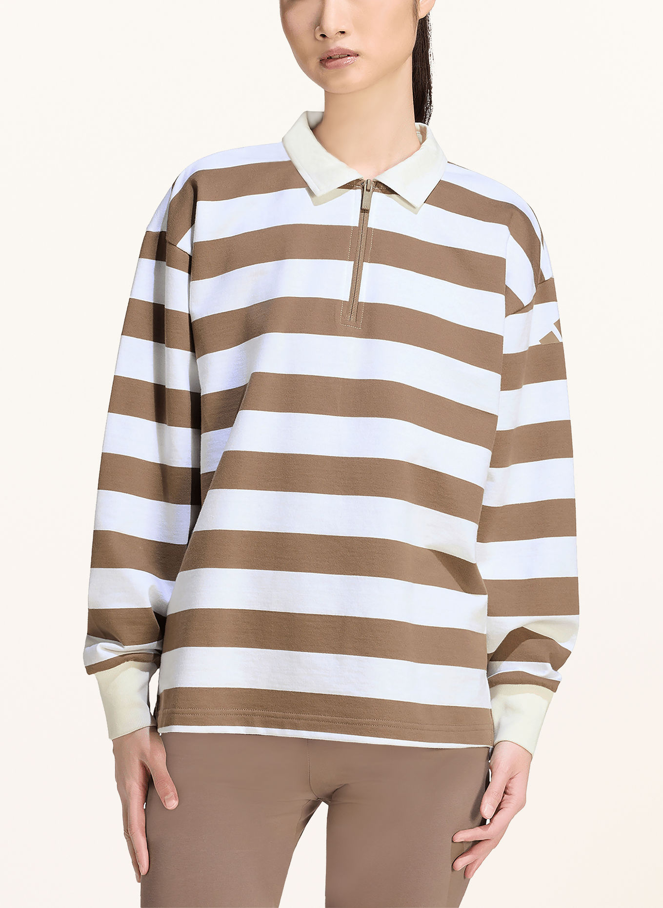 adidas Sweat-Poloshirt ESSENTIALS CONTEMPORARY FRENCH TERRY: TAUPE / WIT