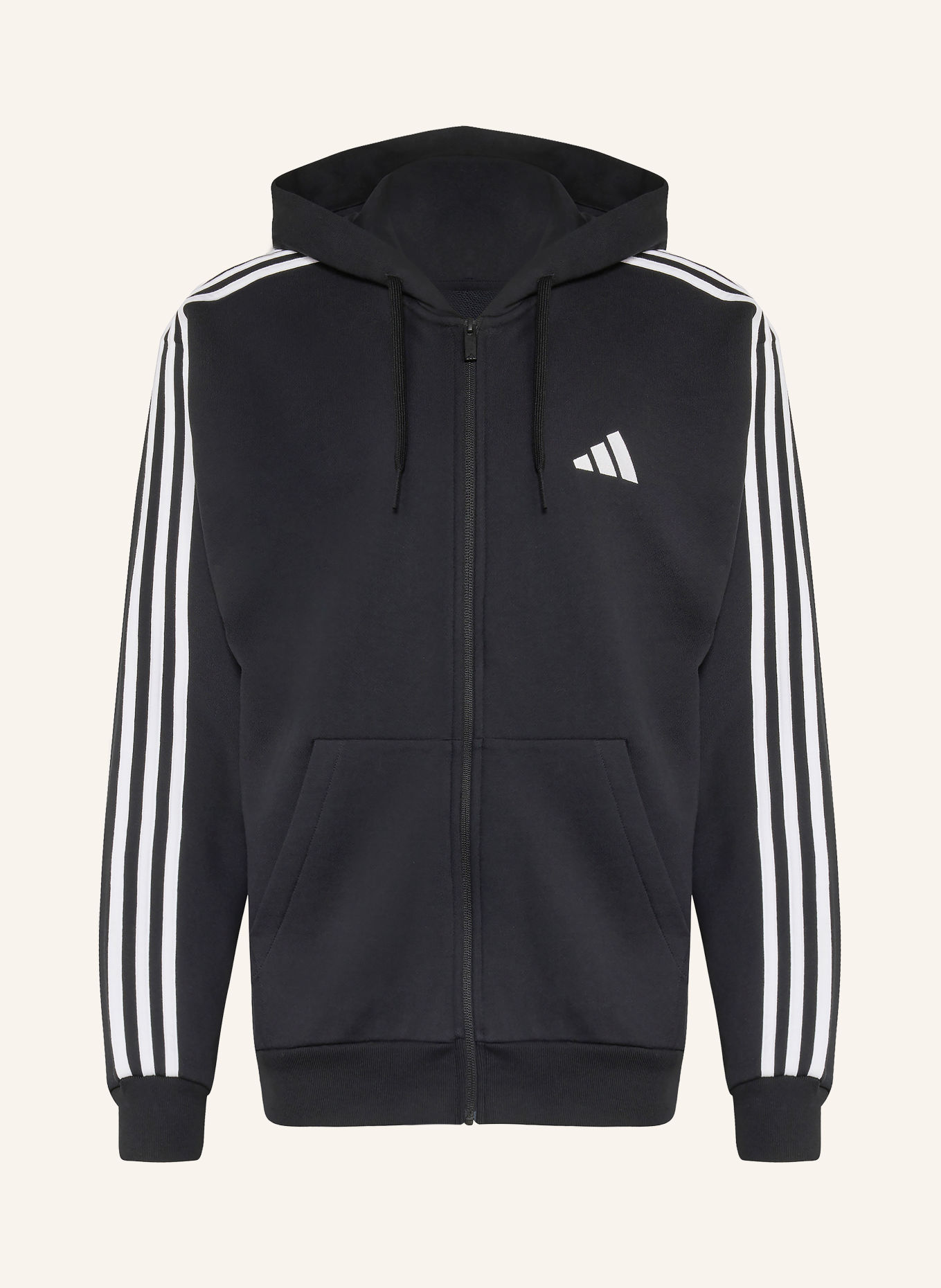 adidas Sweatvest ESSENTIALS 3-STREEP: ZWART / WIT