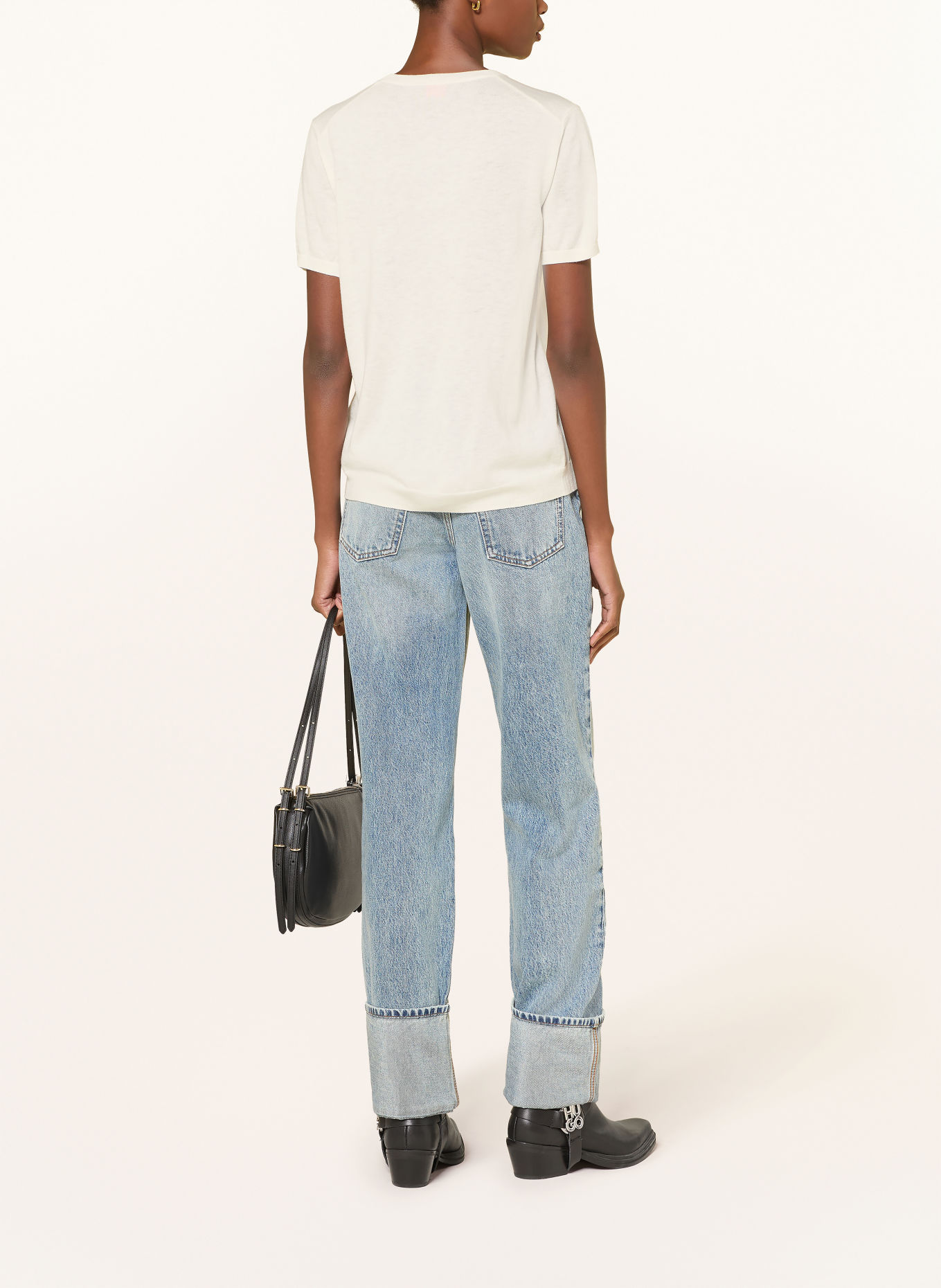 HUGO Gebreid shirt SESSINAK: WIT