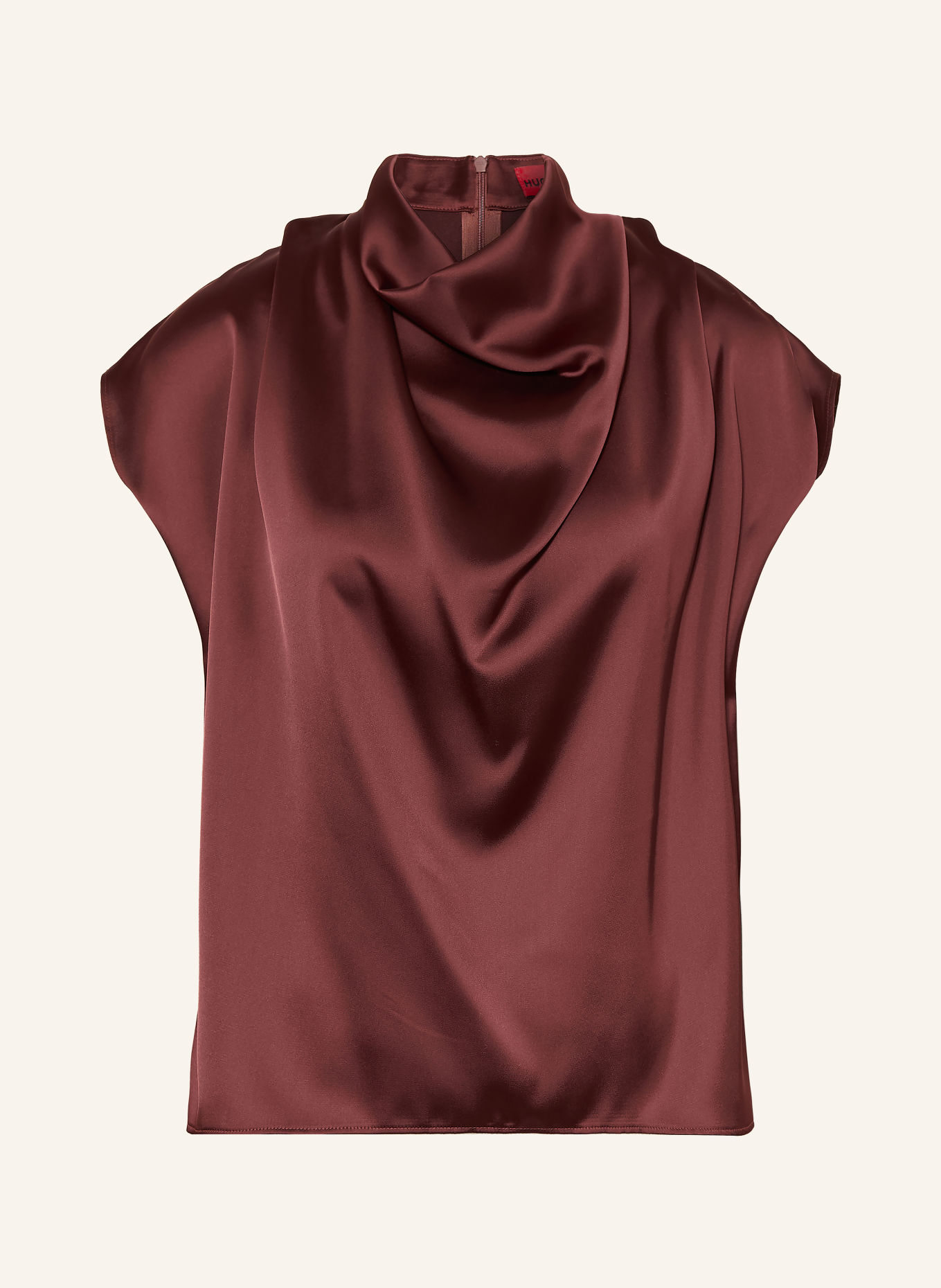 HUGO CASMENA-blouseshirt van satijn: MARRON FONCÉ