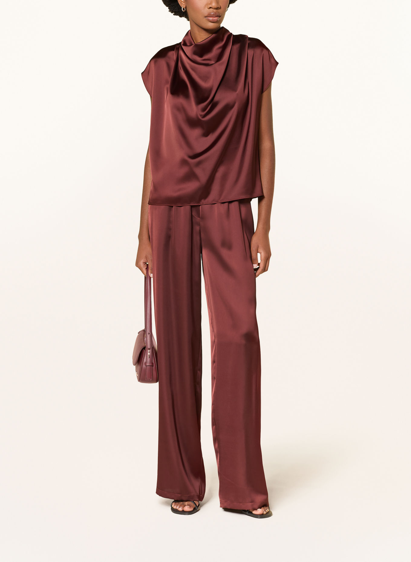 HUGO CASMENA-blouseshirt van satijn: MARRON FONCÉ