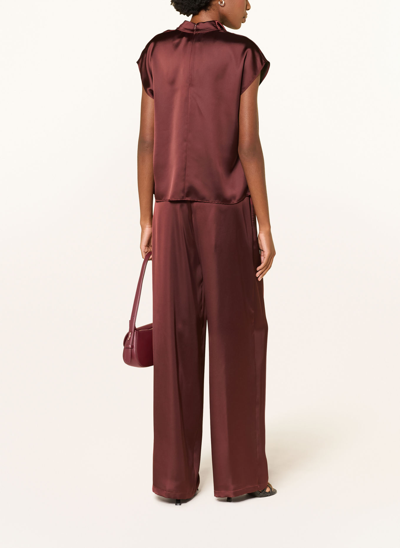 HUGO CASMENA-blouseshirt van satijn: MARRON FONCÉ