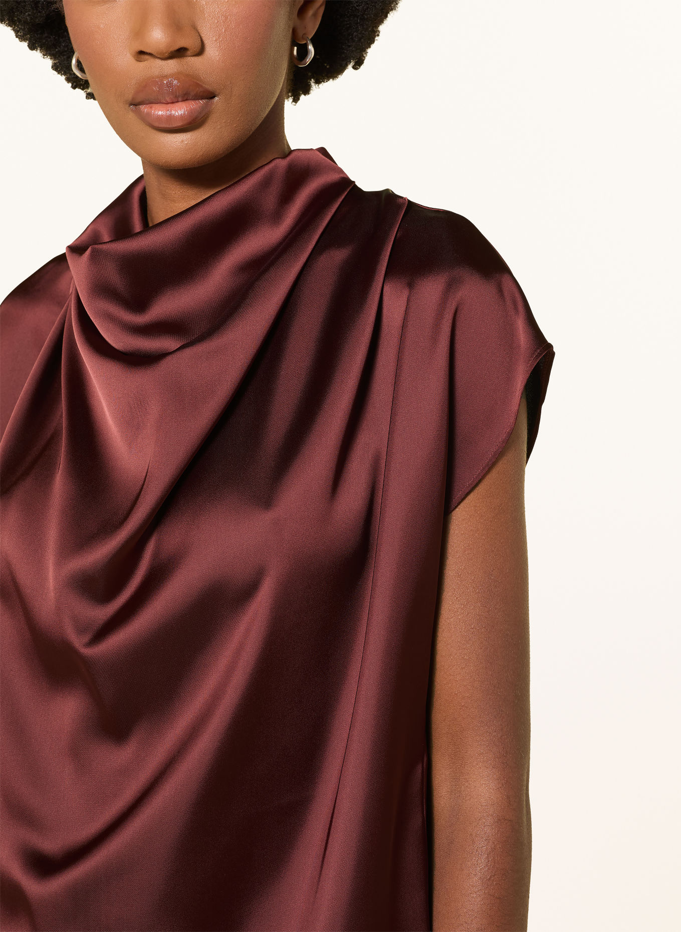 HUGO CASMENA-blouseshirt van satijn: MARRON FONCÉ