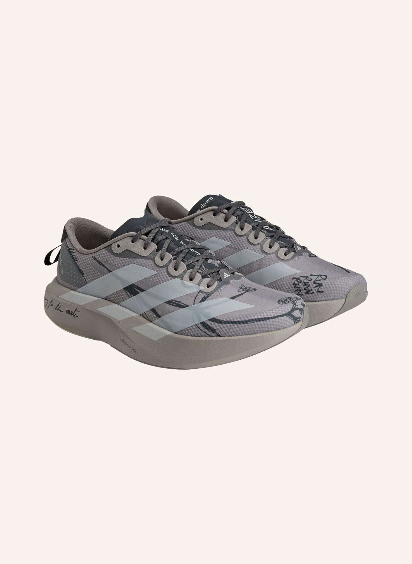 adidas Běžecké boty ADIZERO EVO SL: ŠEDÁ / SVĚTLE ŠEDÁ / TMAVĚ ŠEDÁ