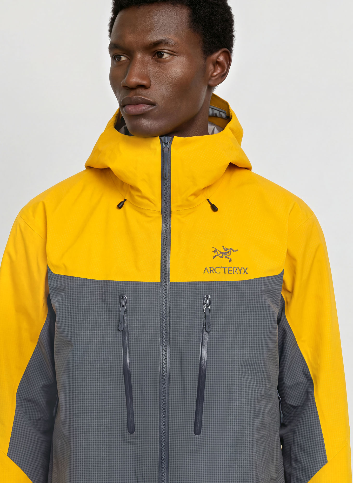 ARC'TERYX Hardshell-Jacke ALPHA: DUNKELGRAU / GELB
