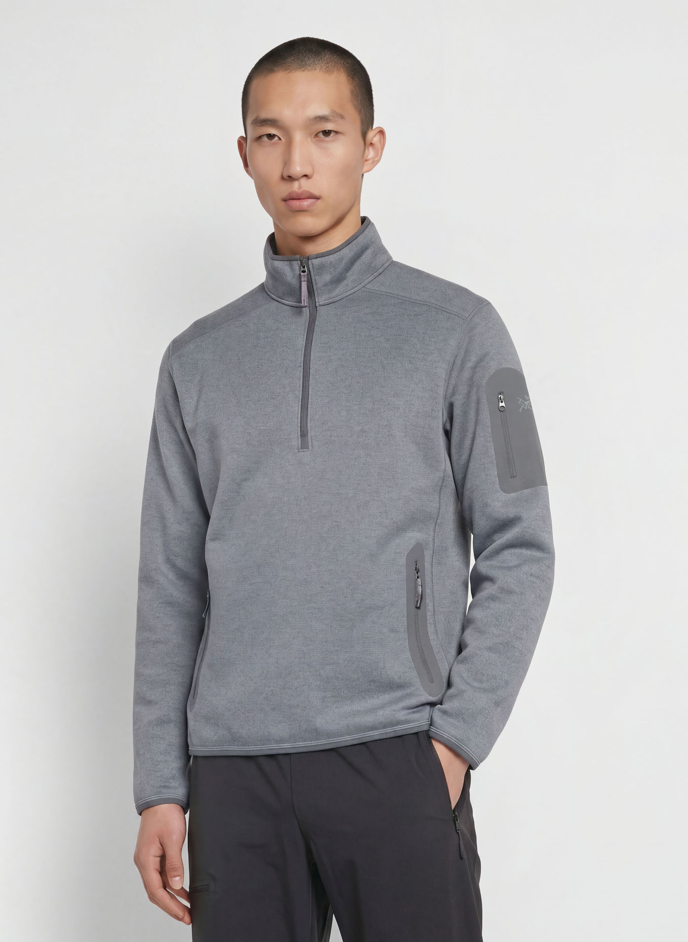 ARC'TERYX Pull col zippé COVERT: GRIS CLAIR