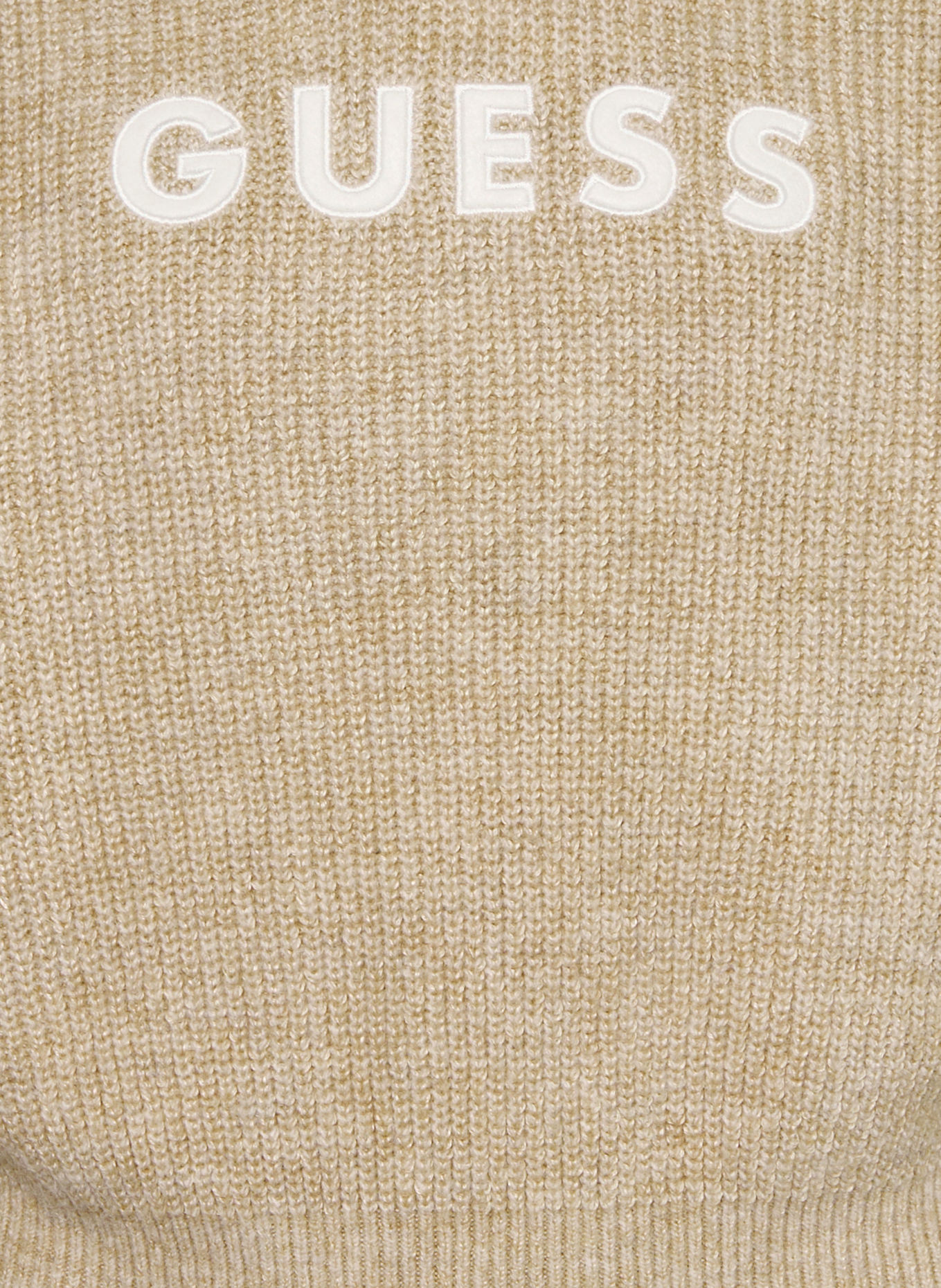 GUESS Strikket hættetrøje: BEIGE / HVID
