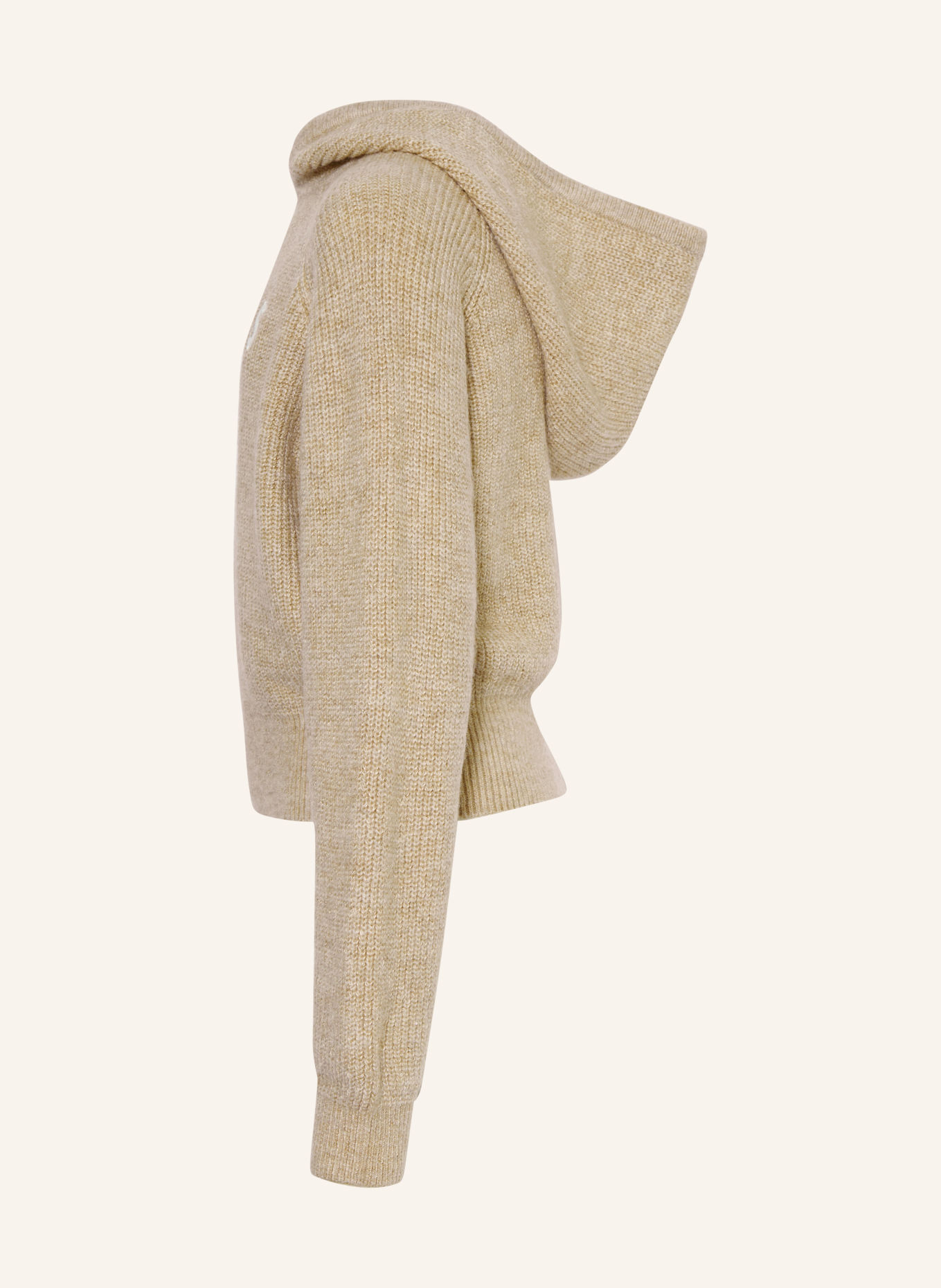 GUESS Strikket hættetrøje: BEIGE / HVID