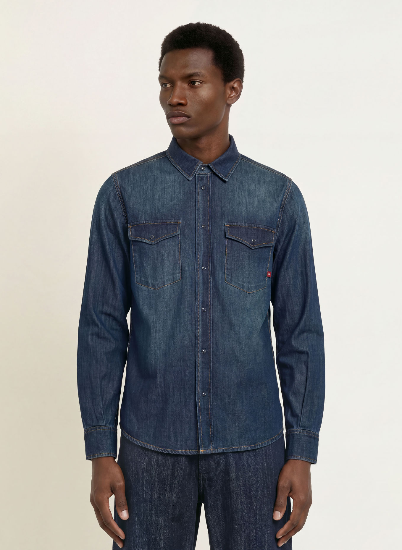 MOS MOSH Gallery Jeanshemd MMGDAVID Comfort Fit: DONKERBLAUW