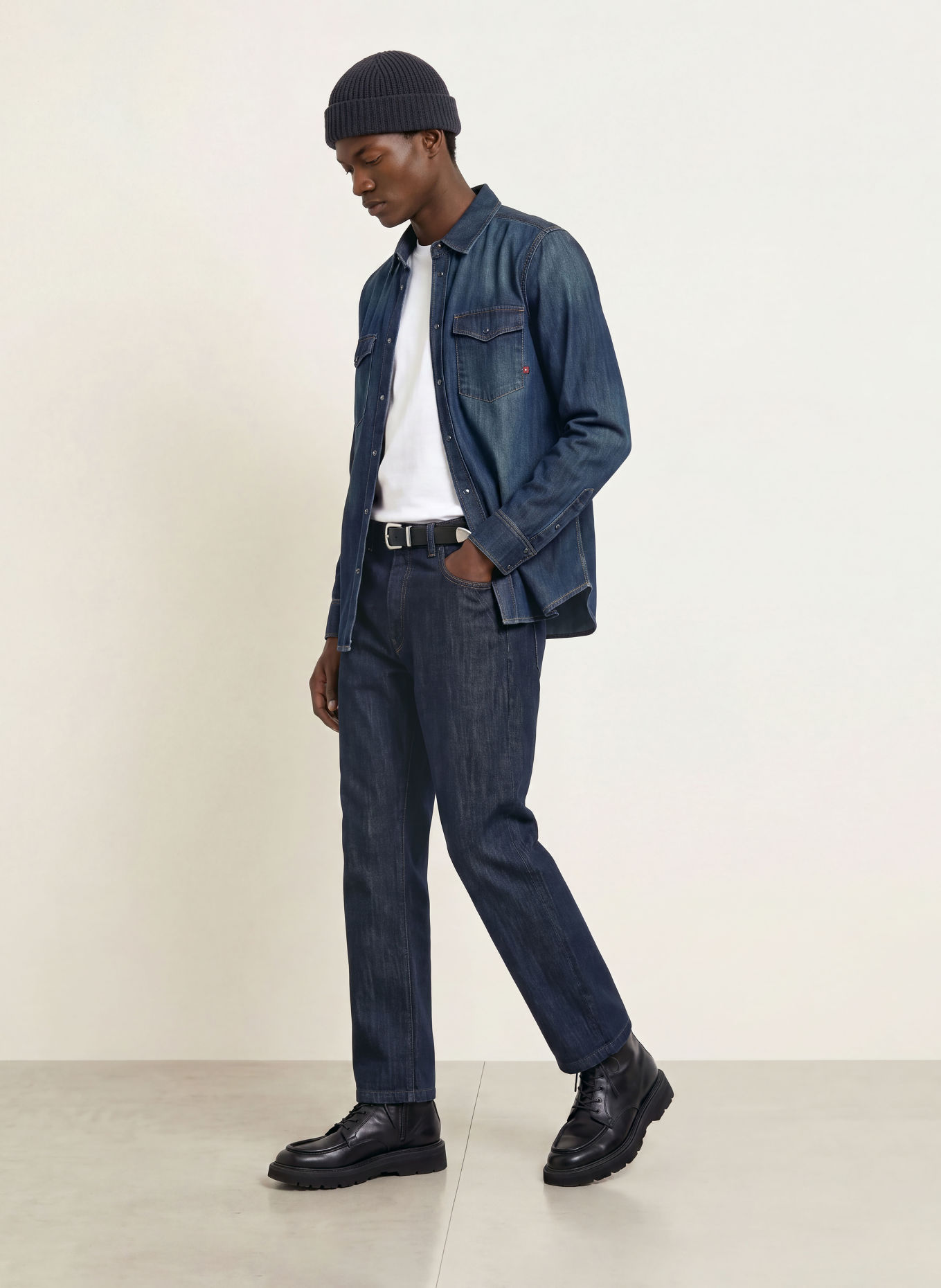 MOS MOSH Gallery Jeanshemd MMGDAVID Comfort Fit: DONKERBLAUW