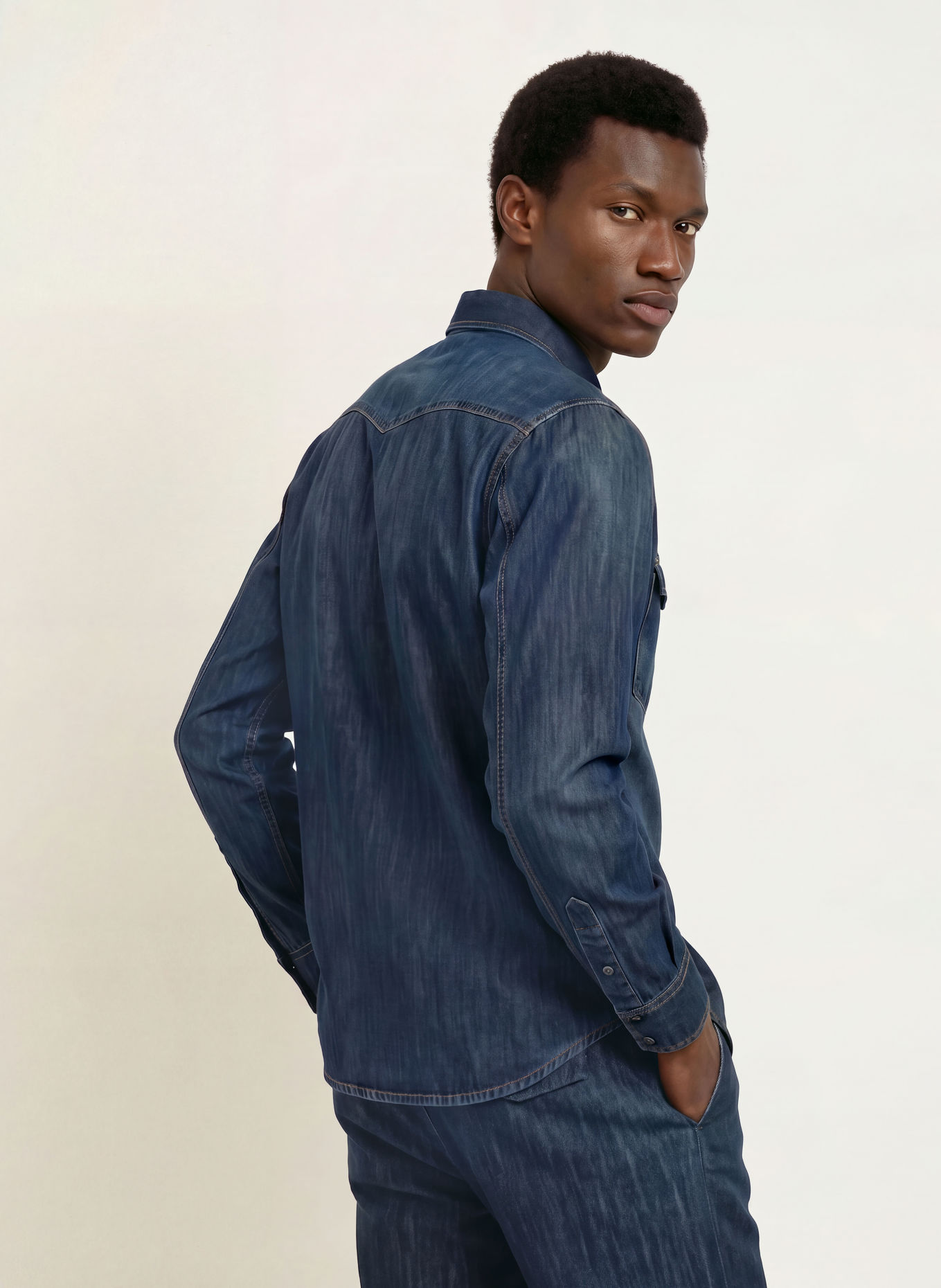MOS MOSH Gallery Jeanshemd MMGDAVID Comfort Fit: DONKERBLAUW