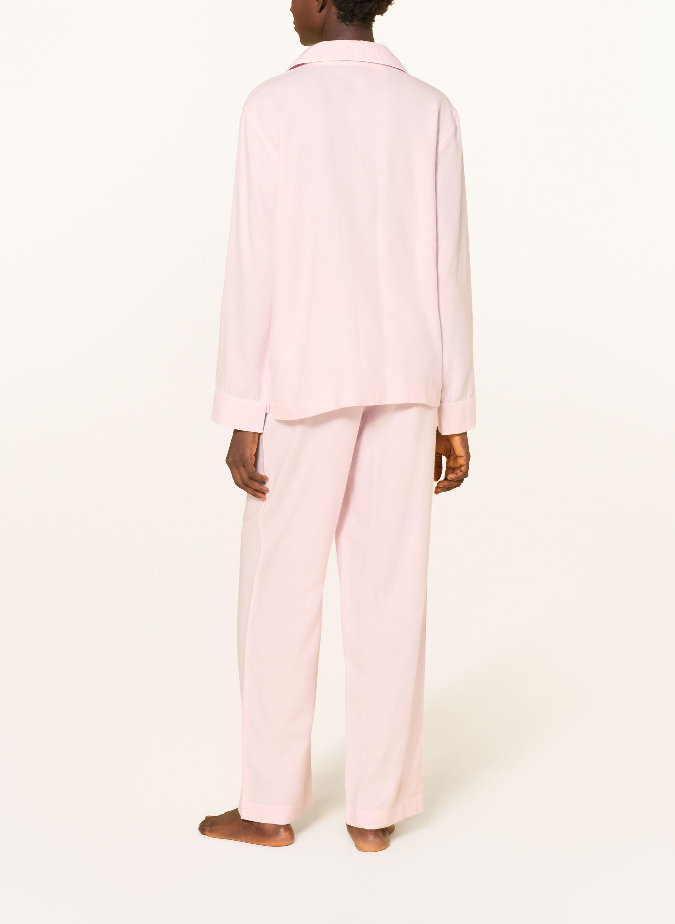 LAUREN RALPH LAUREN Pyjama van flanel: ROSE CLAIR / WIT