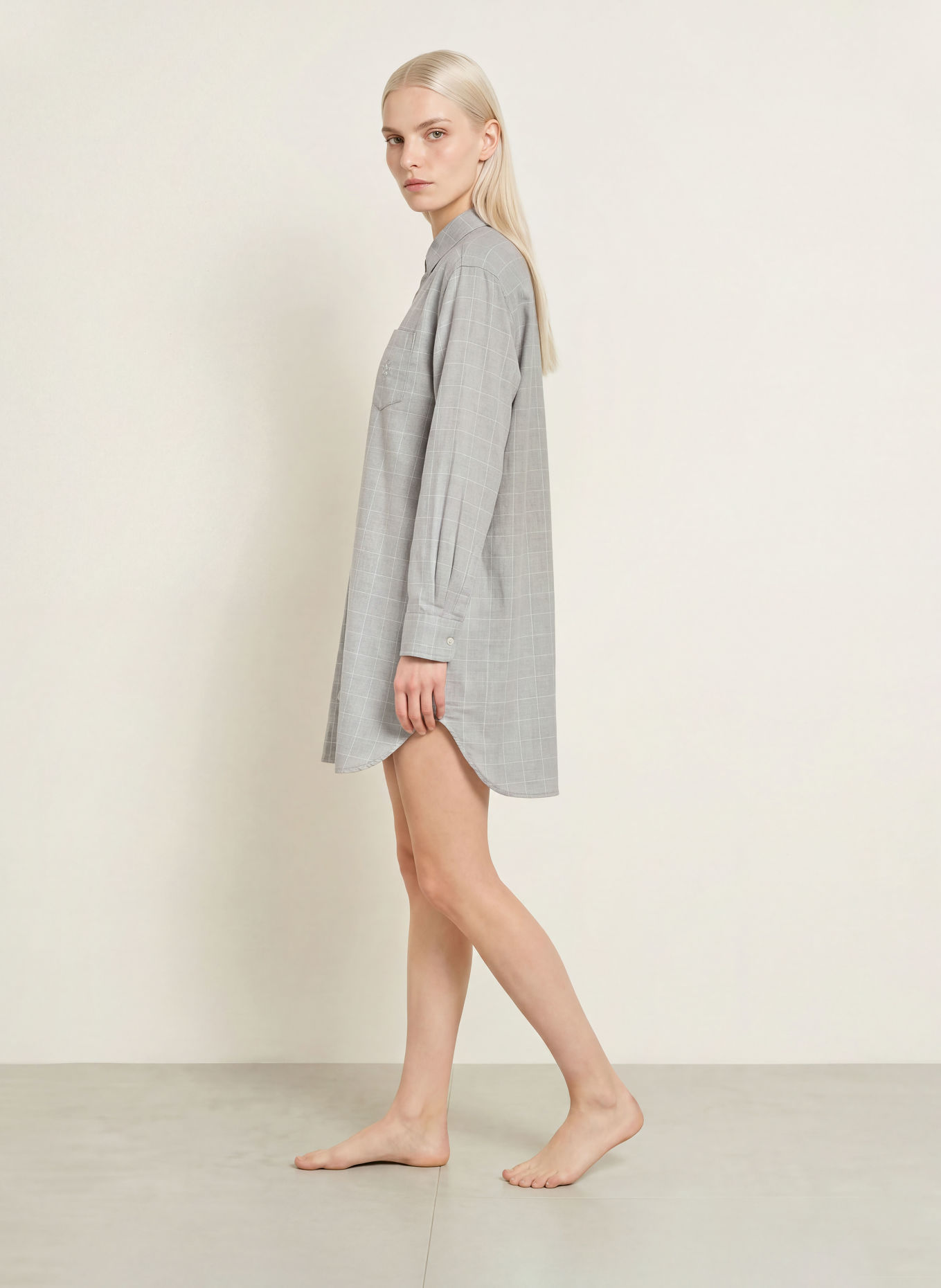 LAUREN RALPH LAUREN Nachthemd: LICHTGRIJS / WIT