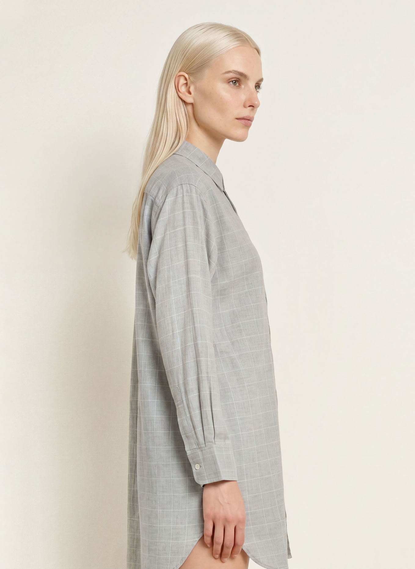 LAUREN RALPH LAUREN Nachthemd: LICHTGRIJS / WIT