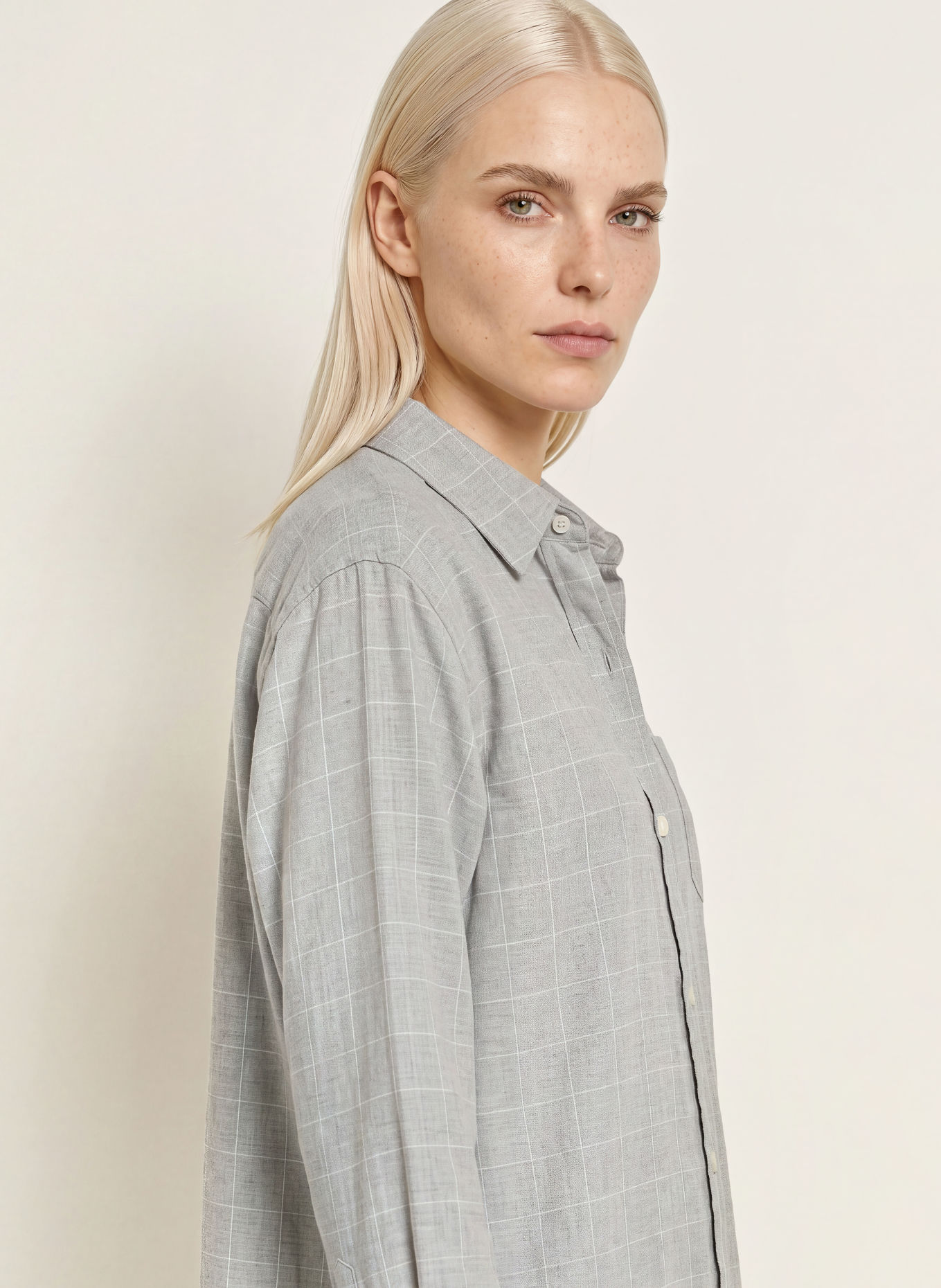 LAUREN RALPH LAUREN Nachthemd: LICHTGRIJS / WIT