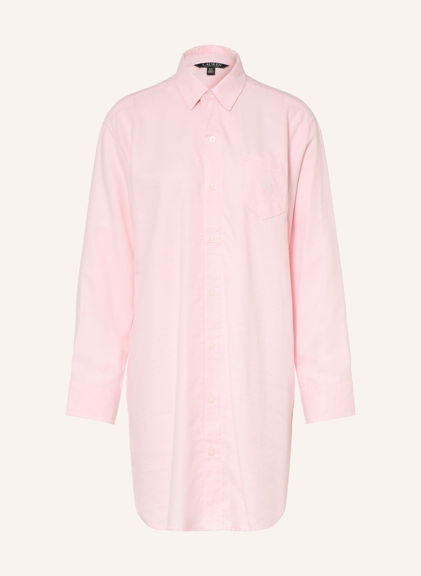 LAUREN RALPH LAUREN Nachthemd: ROZE / WIT