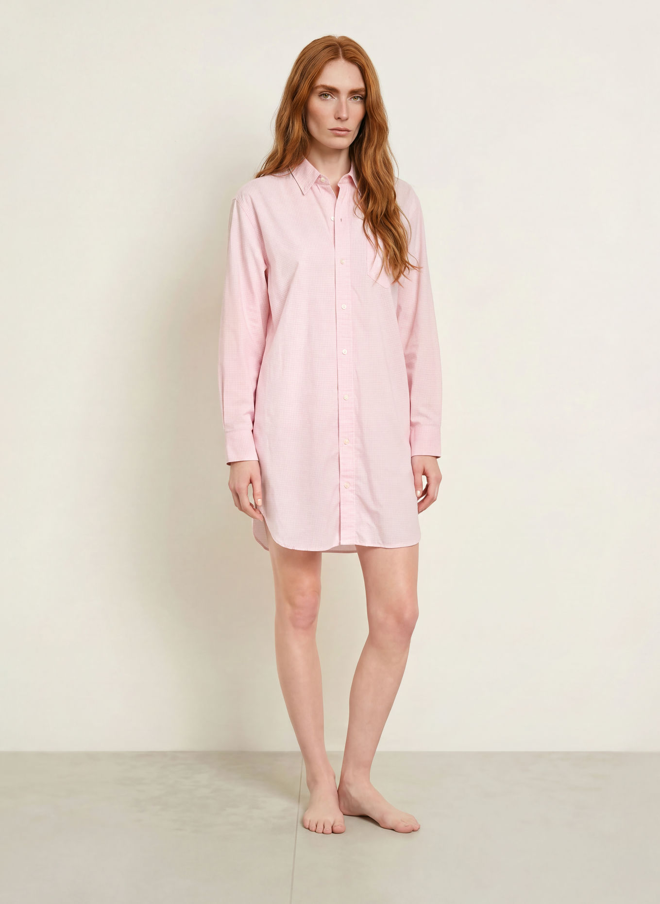 LAUREN RALPH LAUREN Nachthemd: ROZE / WIT