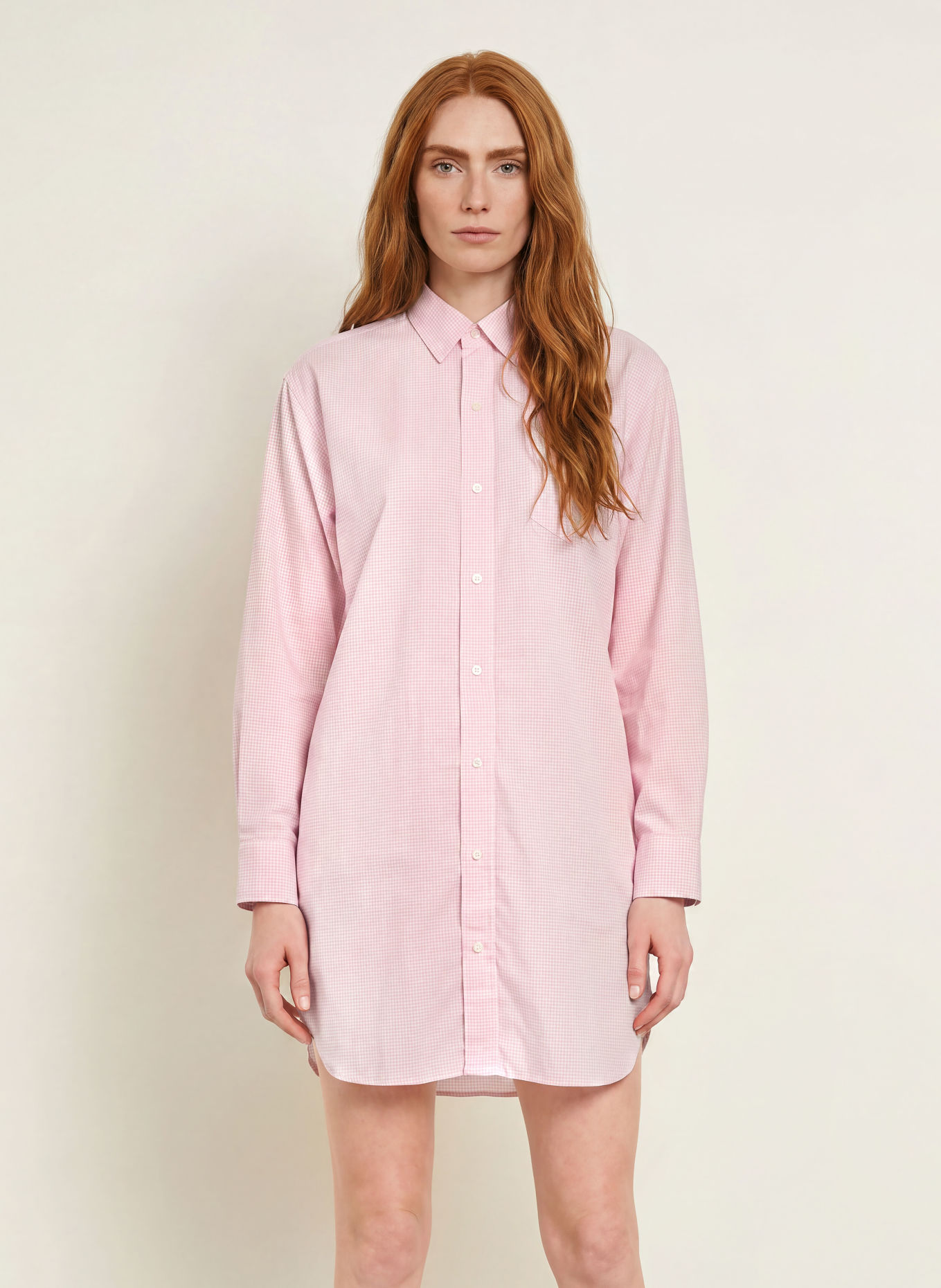 LAUREN RALPH LAUREN Nachthemd: ROZE / WIT