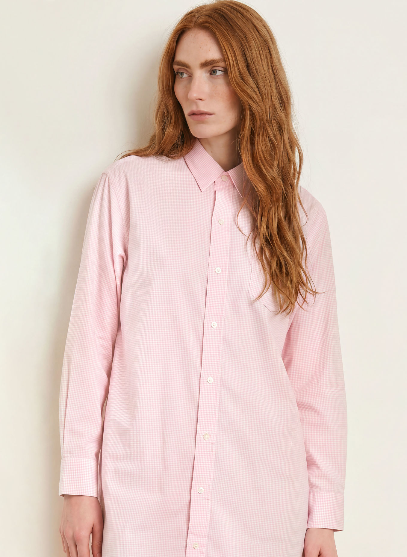 LAUREN RALPH LAUREN Nachthemd: ROZE / WIT