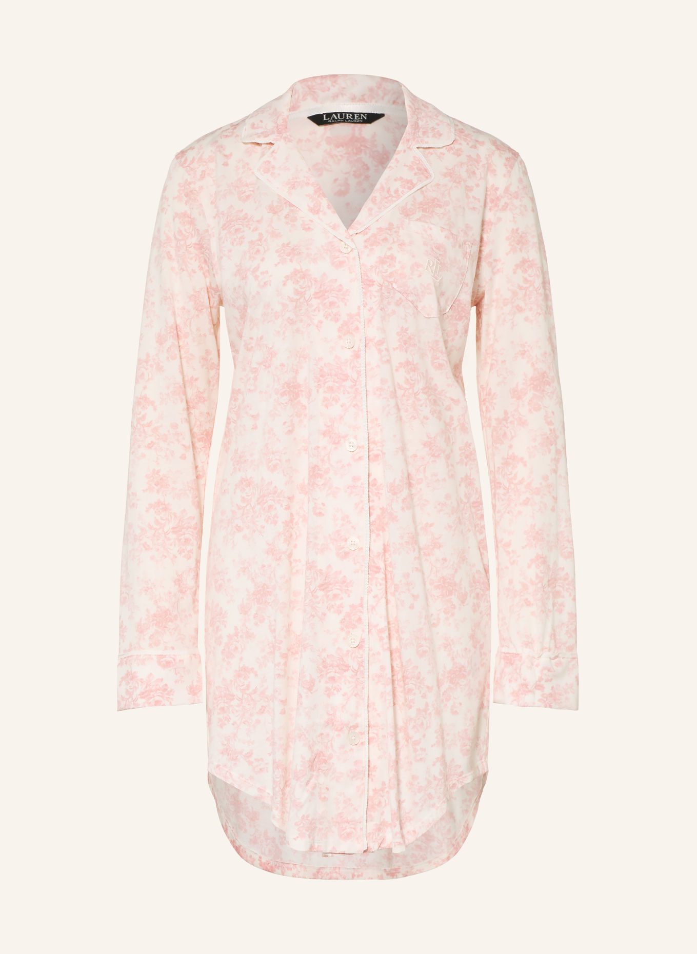 LAUREN RALPH LAUREN Nachthemd: ROZE / WIT