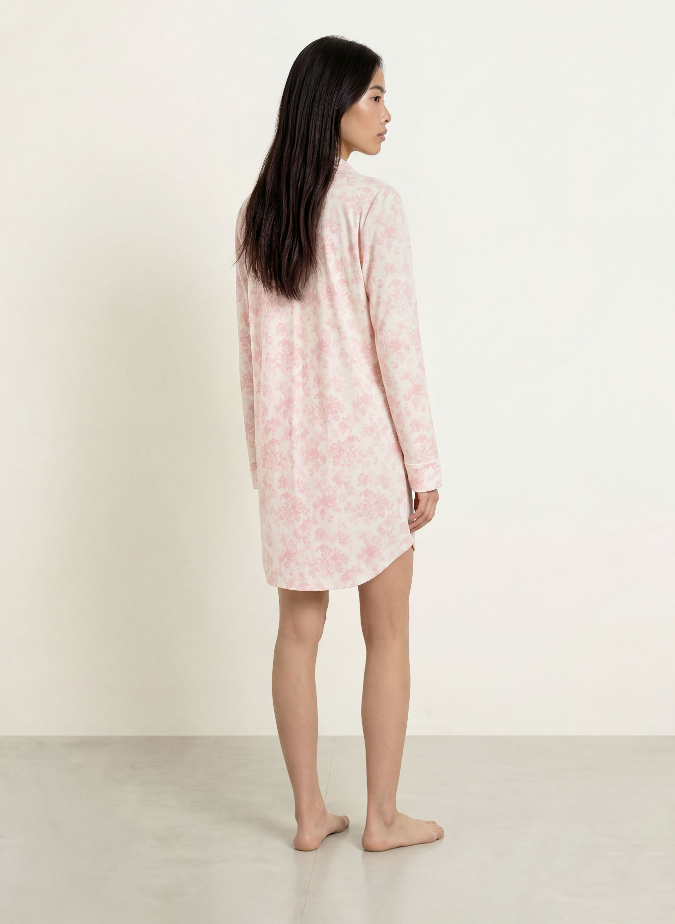 LAUREN RALPH LAUREN Nachthemd: ROZE / WIT
